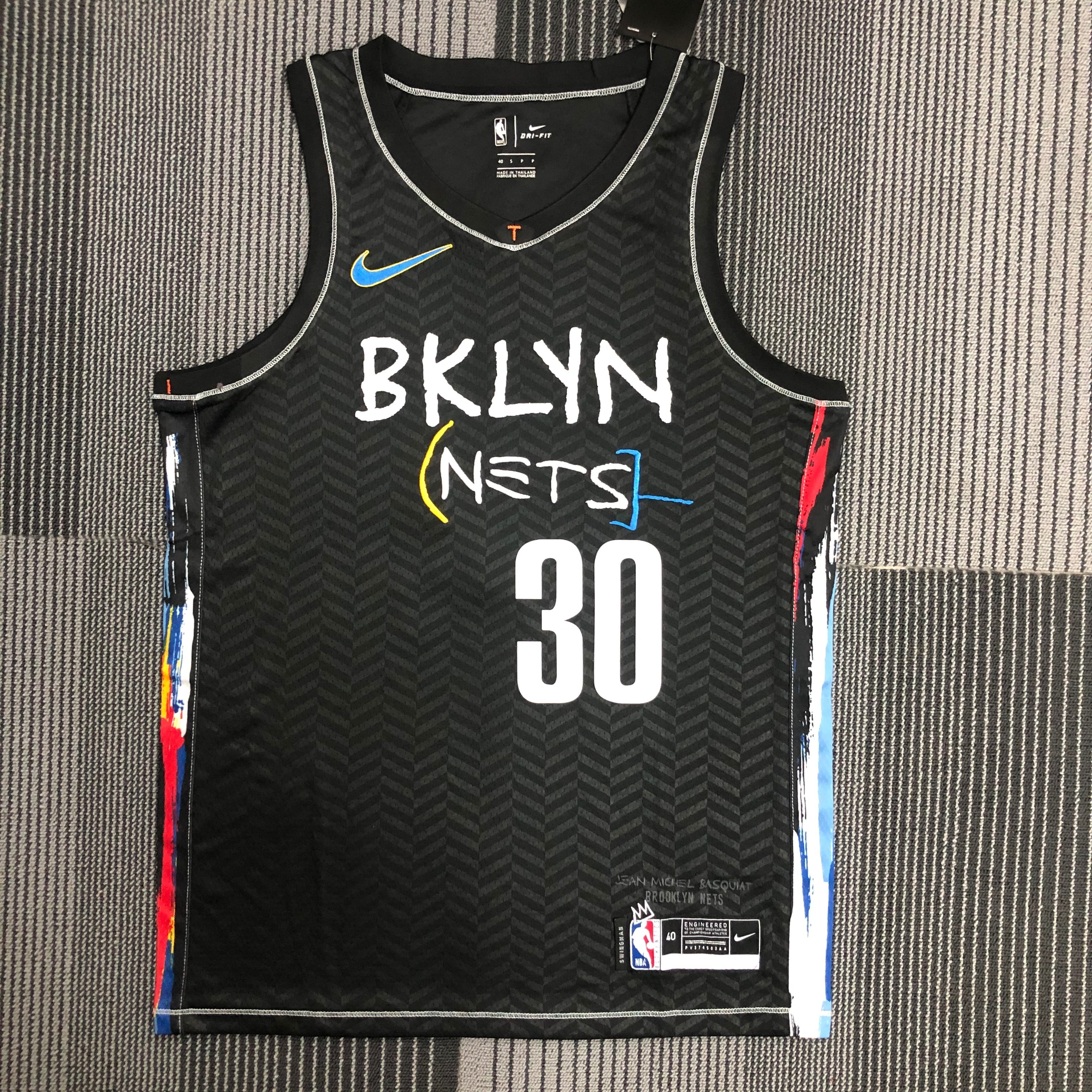 NBA Men Season 2021 Brooklyn Nets Black City #30 CURRY Jersey High Quality Name and Number Print - leoleo123123