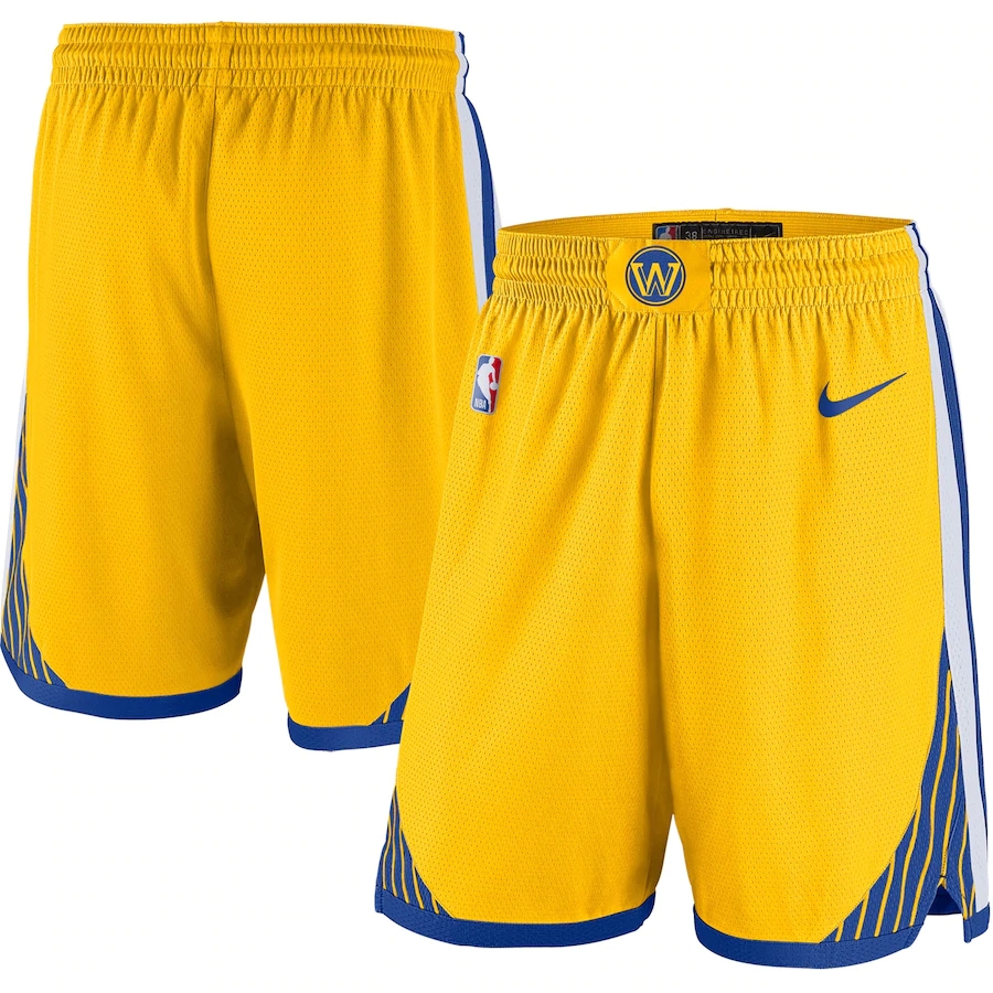 NBA Men Golden State Warriors 19-20 Season Yellow Pant Short High Quality Name and Number Print - leoleo123123