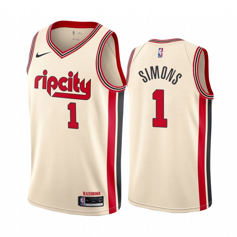 NBA Portland Trail Blazers Beige #1 SIMONS Jersey High Quality Name and Number Print - leoleo123123