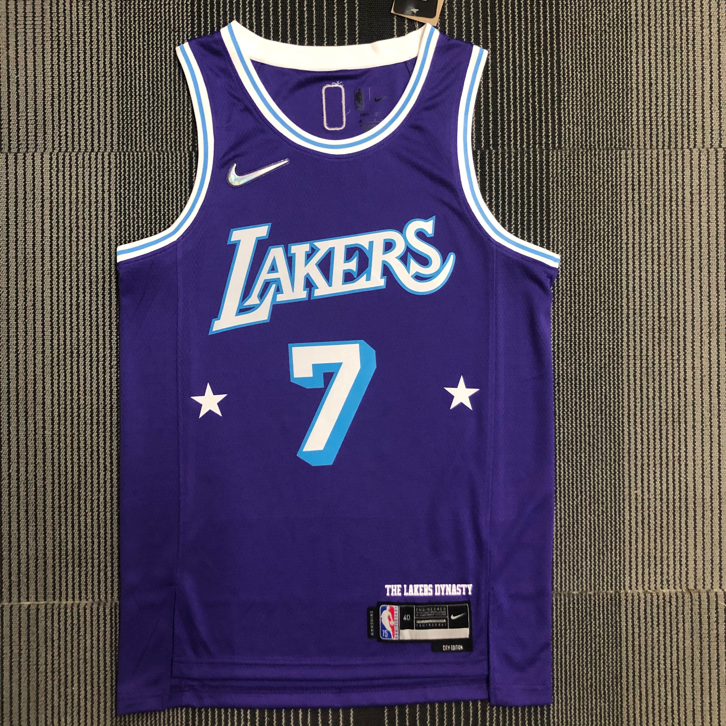 NBA Season 2022 75th Anniversary Los Angeles Lakers Purple Round Neck #7 ANTHONY Jersey High Quality Name and Number Print - leoleo123123