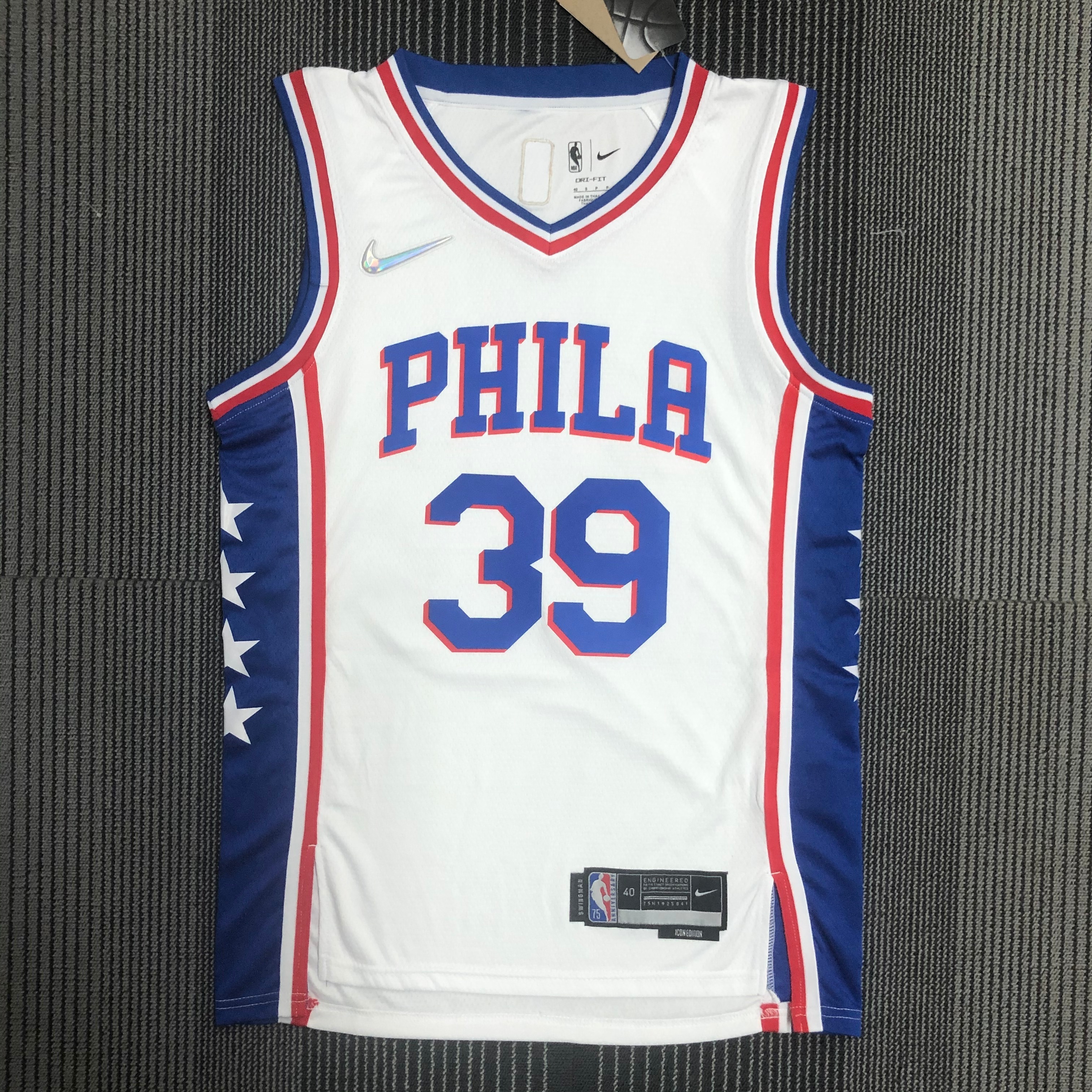 NBA Men 75th Anniversary Season 2022 Philadelphia 76ers White V-neck #39 HOWARD Jersey High Quality Name and Number Print - leoleo123123