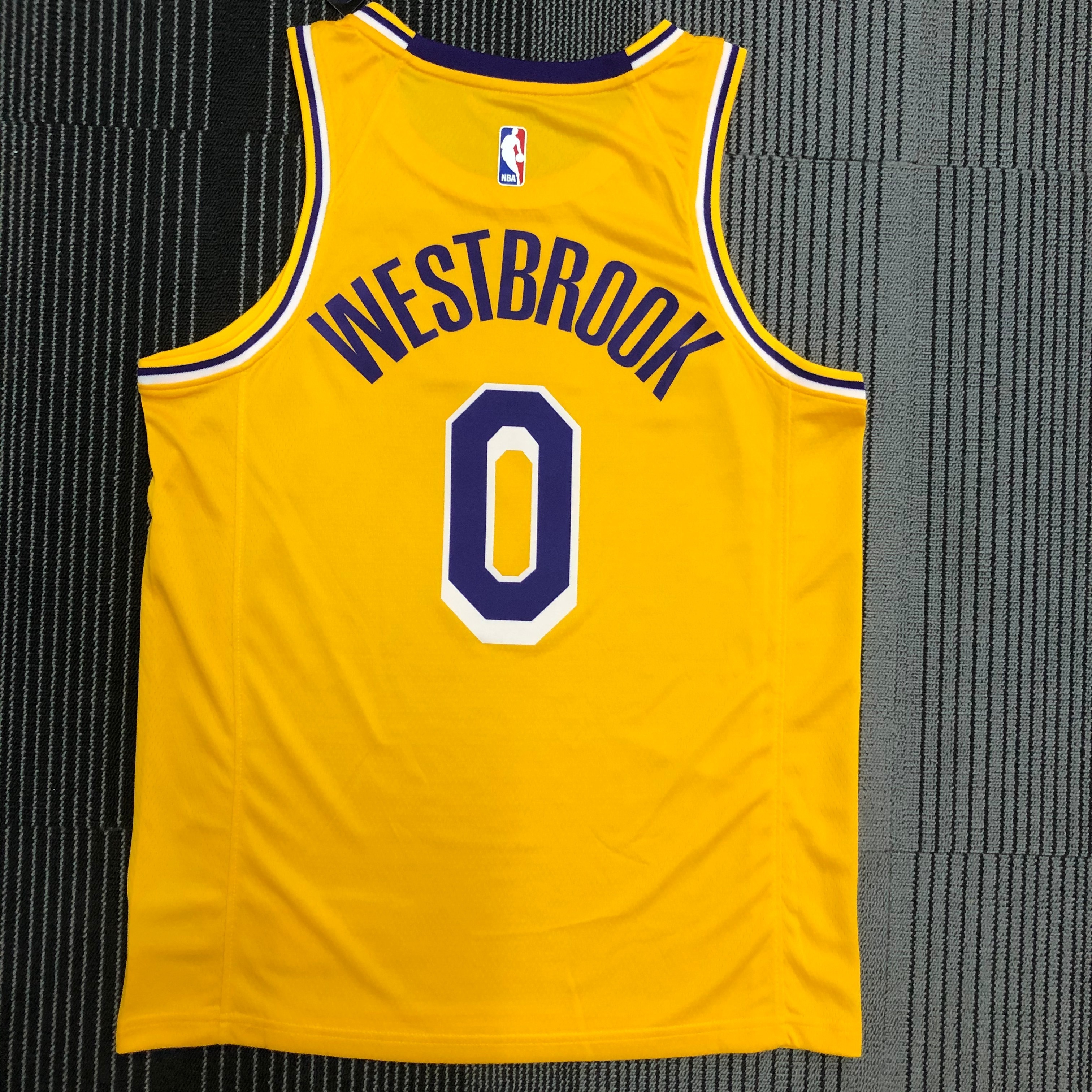 NBA Men Los Angeles Lakers Retro Yellow Round Neck #0 WESTBROOK Jersey High Quality Name and Number Print - leoleo123123