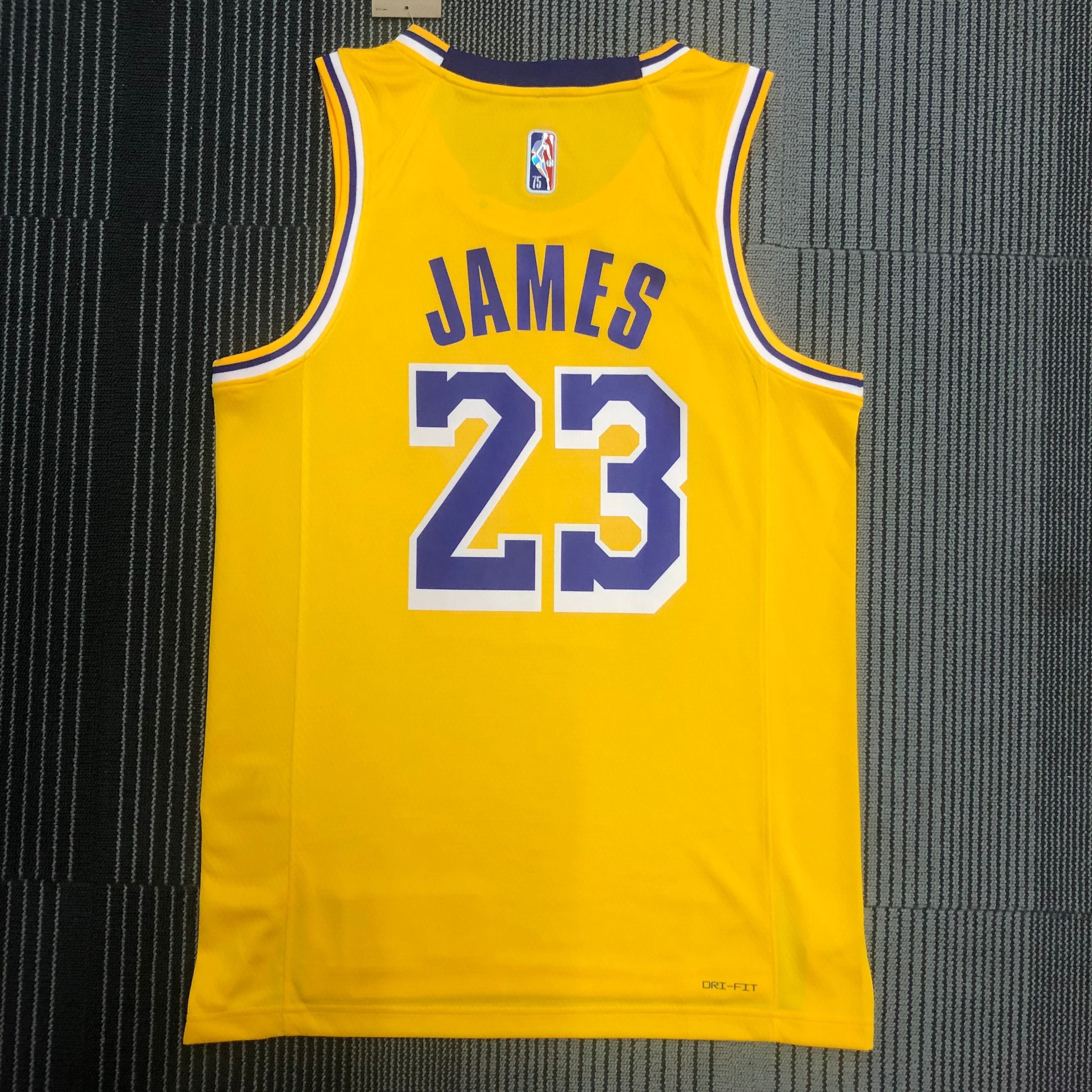NBA 75th Anniversary Los Angeles Lakers Yellow Round Neck #23 JAMES Jersey High Quality Name and Number Print - leoleo123123