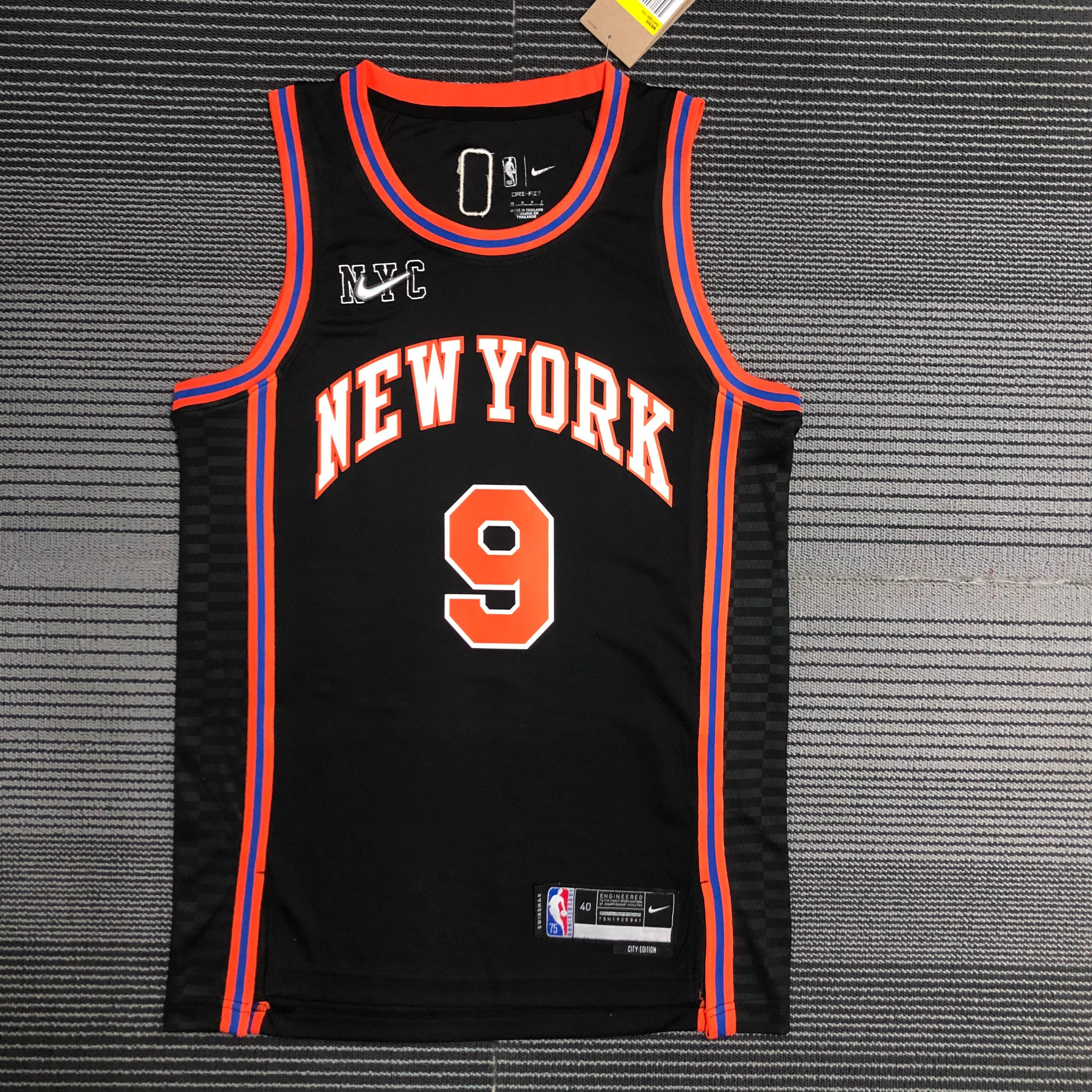 NBA Men 75th Anniversary Season 2022 New York Knicks Black #9 BARRETT Jersey High Quality Name and Number Print - leoleo123123