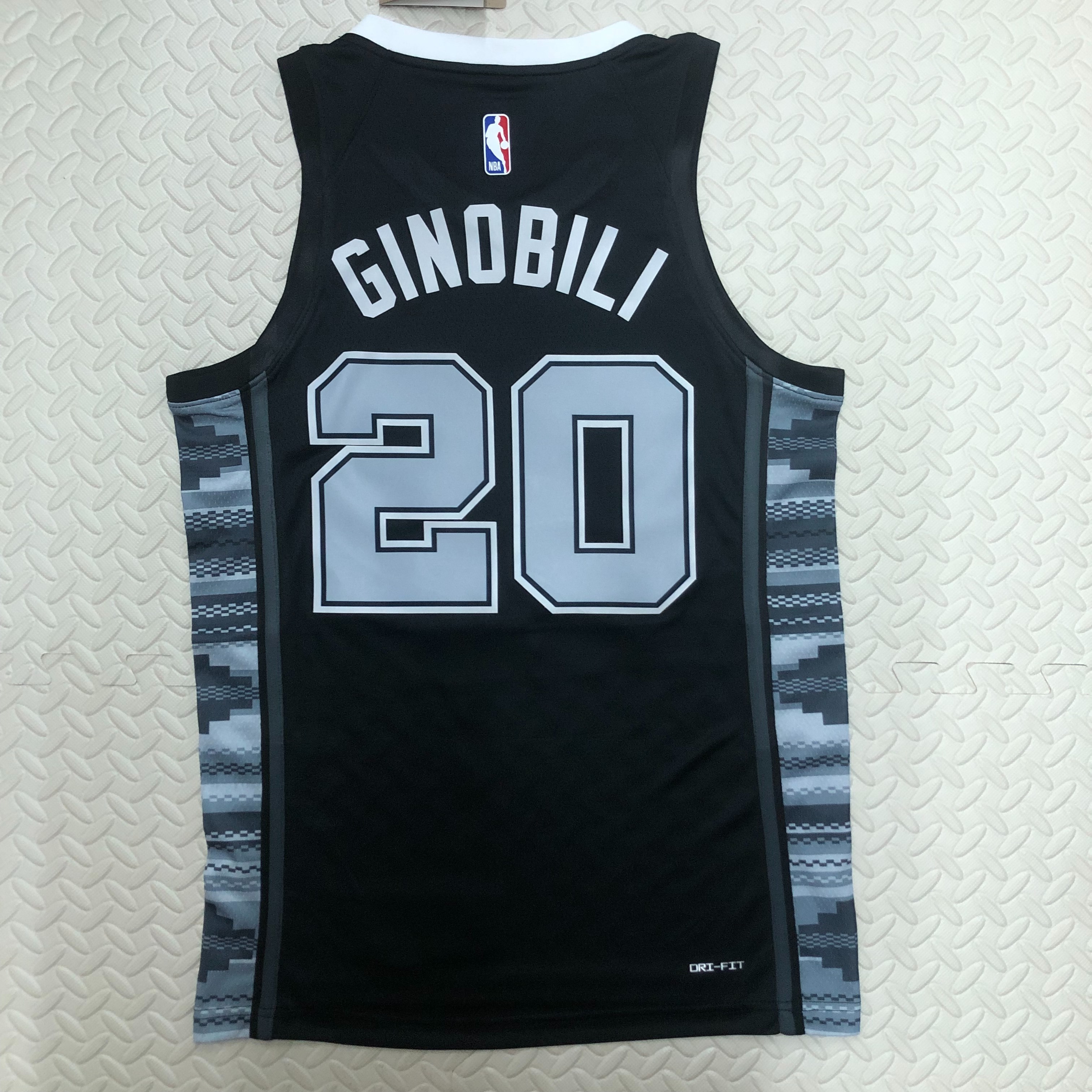 NBA Men Season 2023 San Antonio Spurs Black with Jordan Logo #20 GINOBILI Jersey High Quality Name and Number Print - leoleo123123