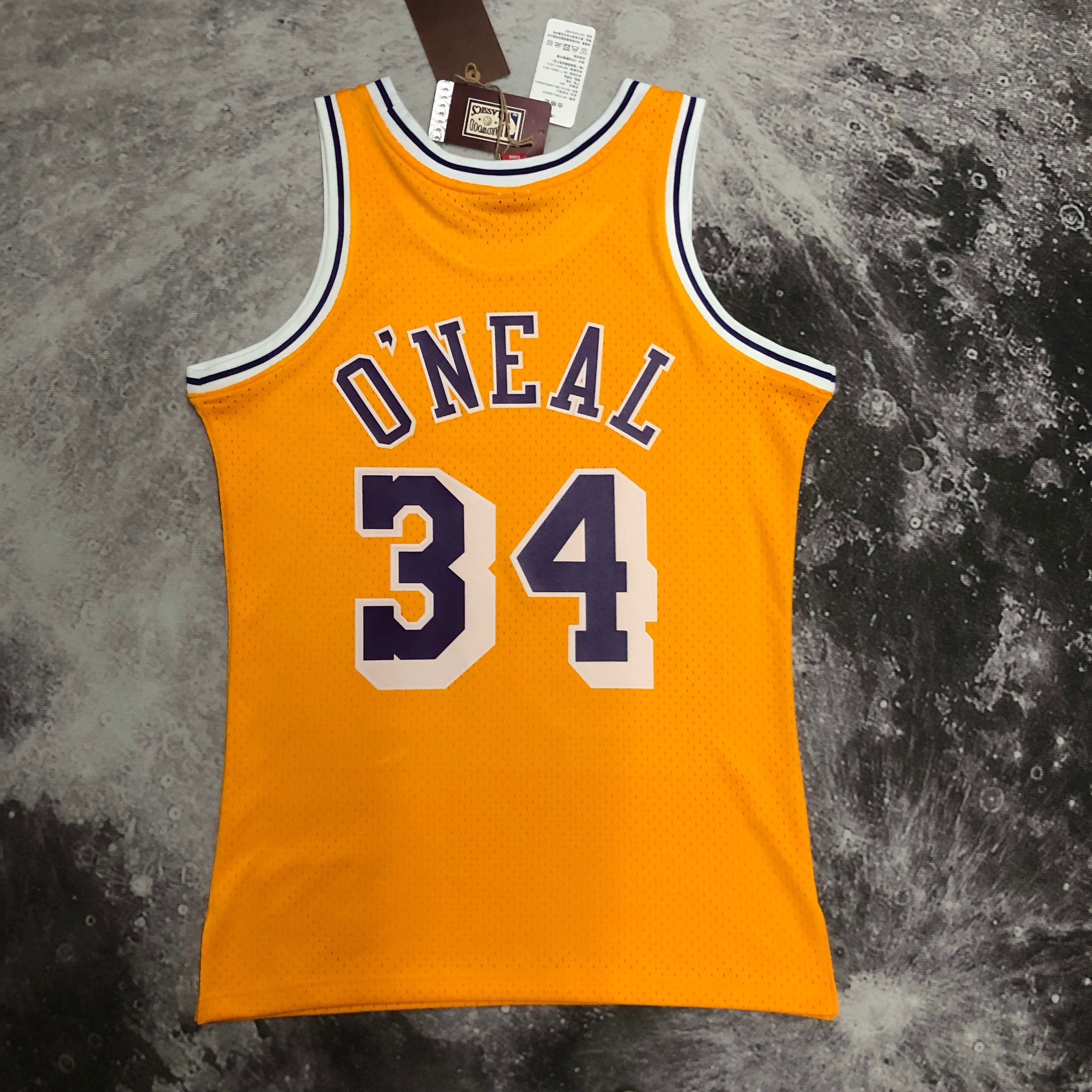NBA Men Season 96-97 Los Angeles Lakers Yellow #34 O'NEAL Jersey High Quality Name and Number Print - leoleo123123