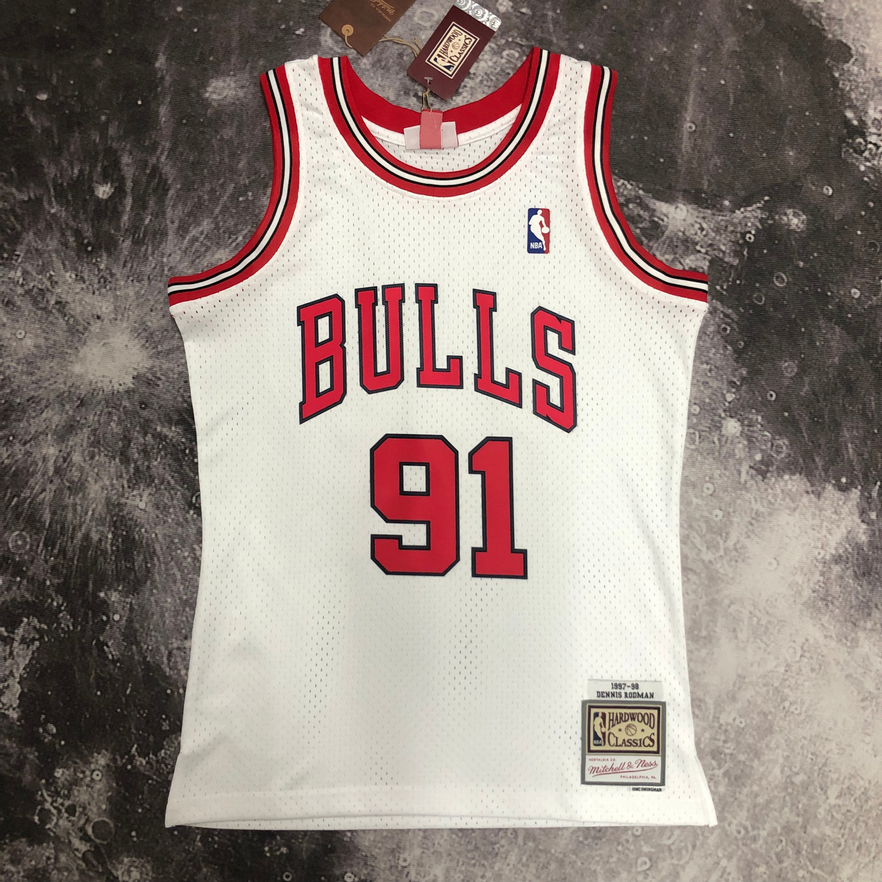 NBA Men Season 1998 Retro Chicago Bulls White #91 RODMAN Jersey High Quality Name and Number Print - leoleo123123