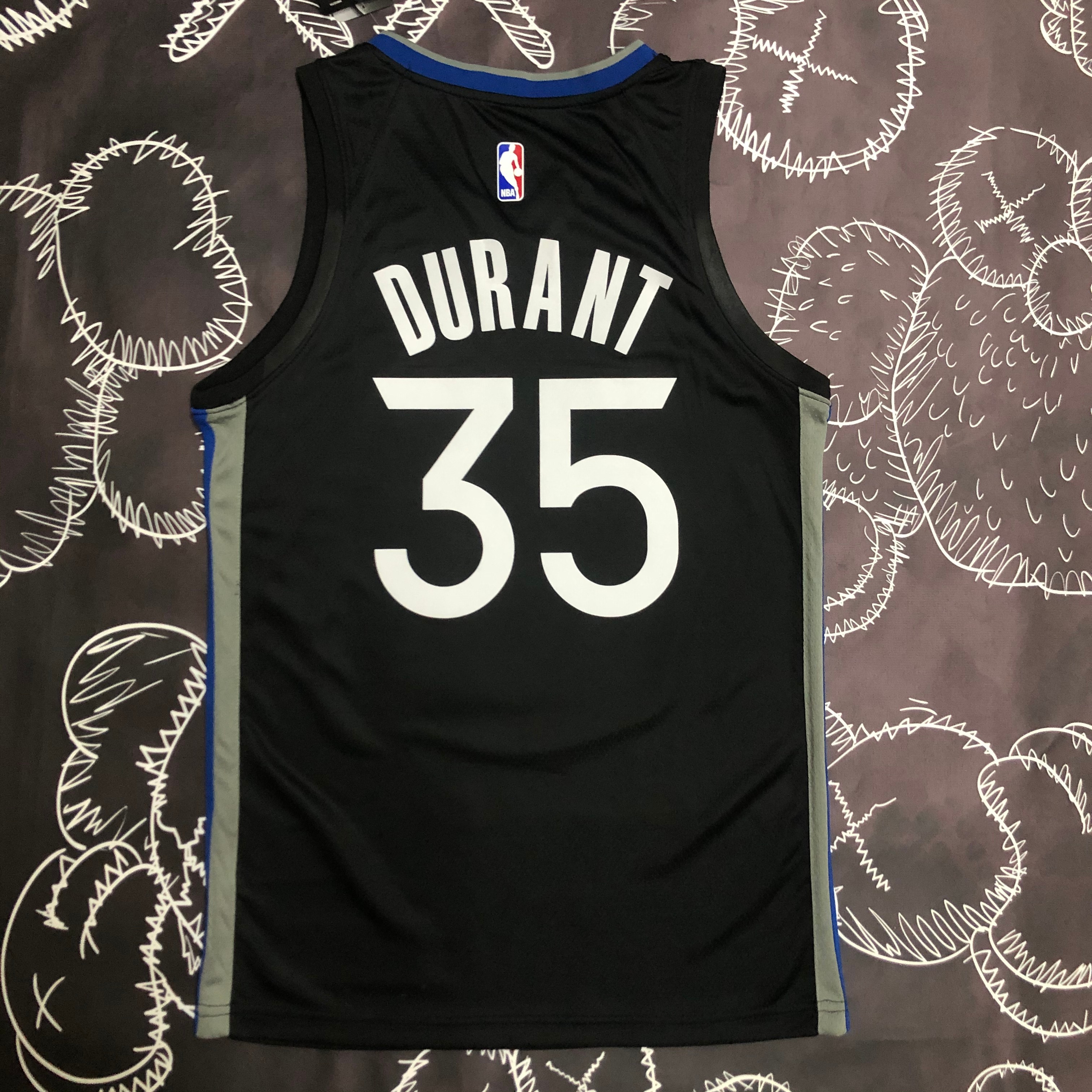 NBA Men Season 2020 Golden State Warriors Black Grey #35 DURANT Jersey High Quality Name and Number Print - leoleo123123
