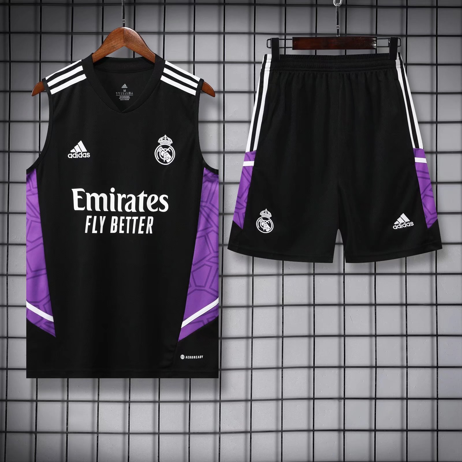 22/23 Real Madrid Black Vest Training Set--Vest and Short Pant Training Tracksuit - leoleo123123