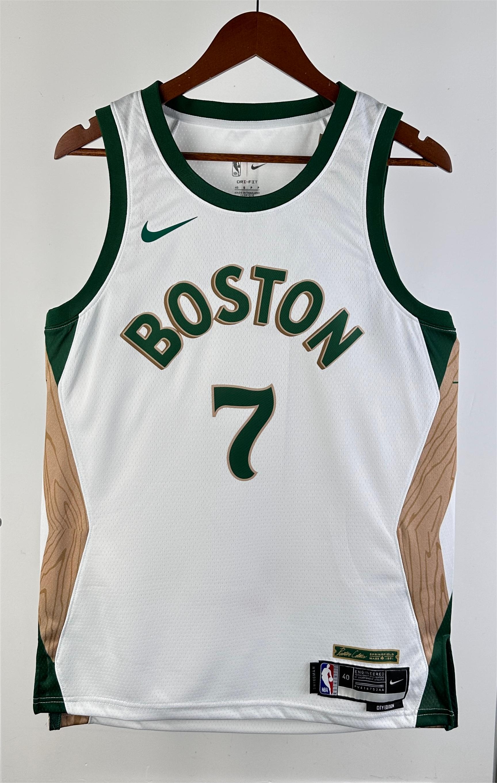 NBA Men Season 2024 Boston Celtics White City Edition #7 BROWN Jersey High Quality Name and Number Print - leoleo123123