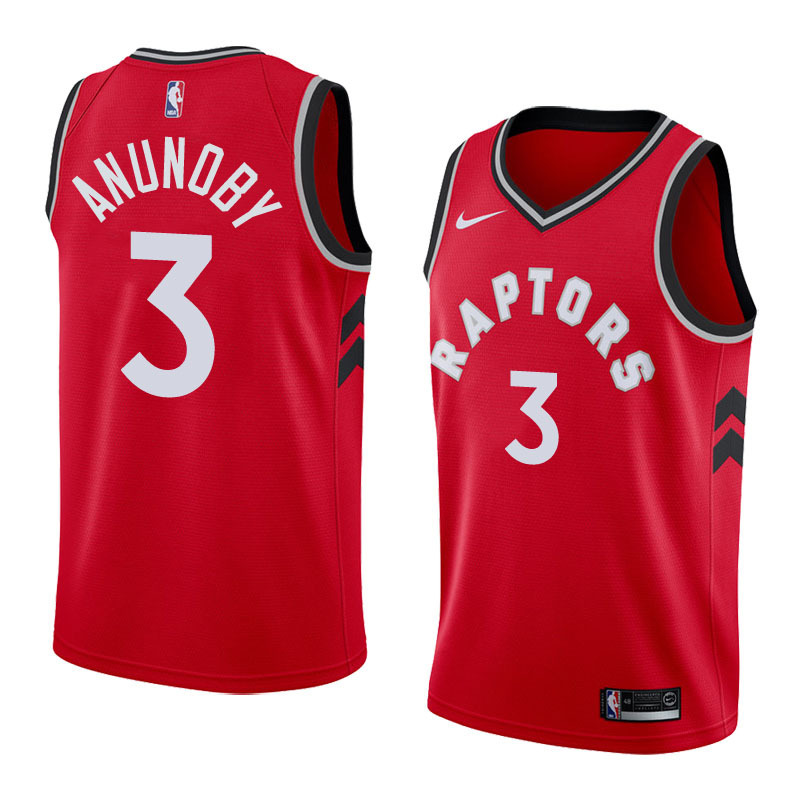 NBA Men Toronto Raptors Red #3 ANUNOBY Jersey High Quality Name and Number Print - leoleo123123