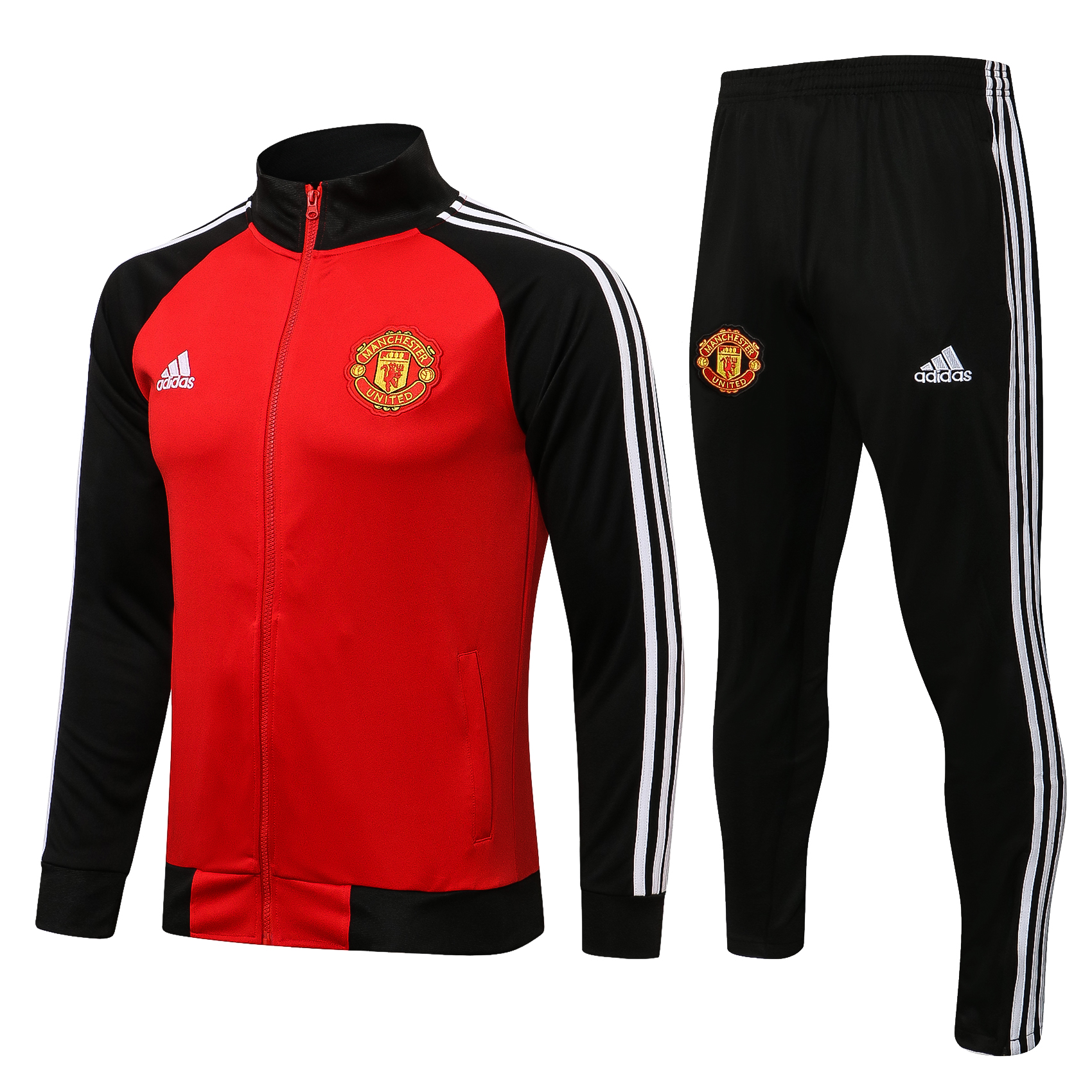 22 Man United Red Jacket with Black Sleeves Tracksuit Thai Quality - leoleo123123