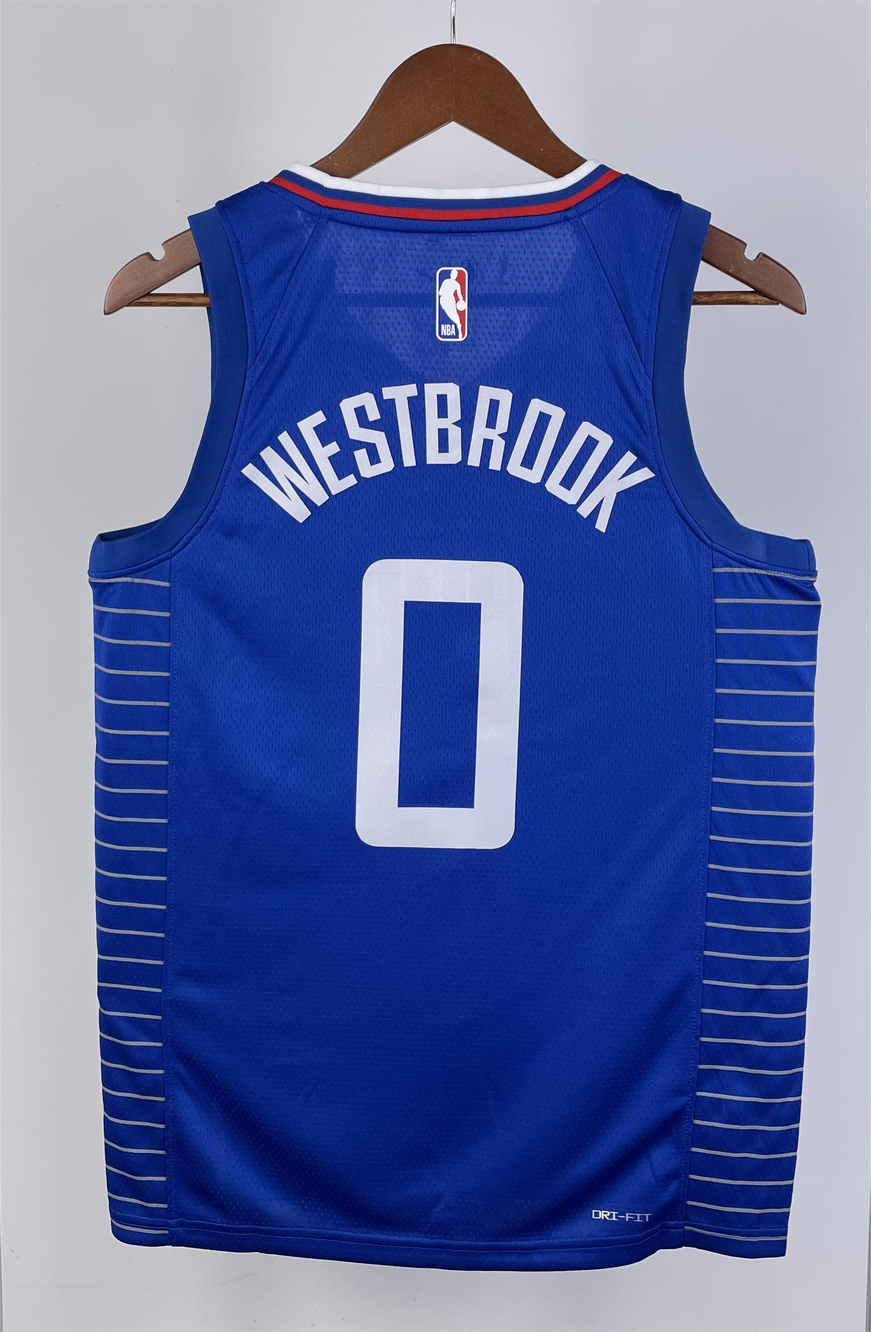NBA Season 2023 Men Los Angeles Clippers Blue #0 WESTBROOK Jersey High Quality Name and Number Print - leoleo123123