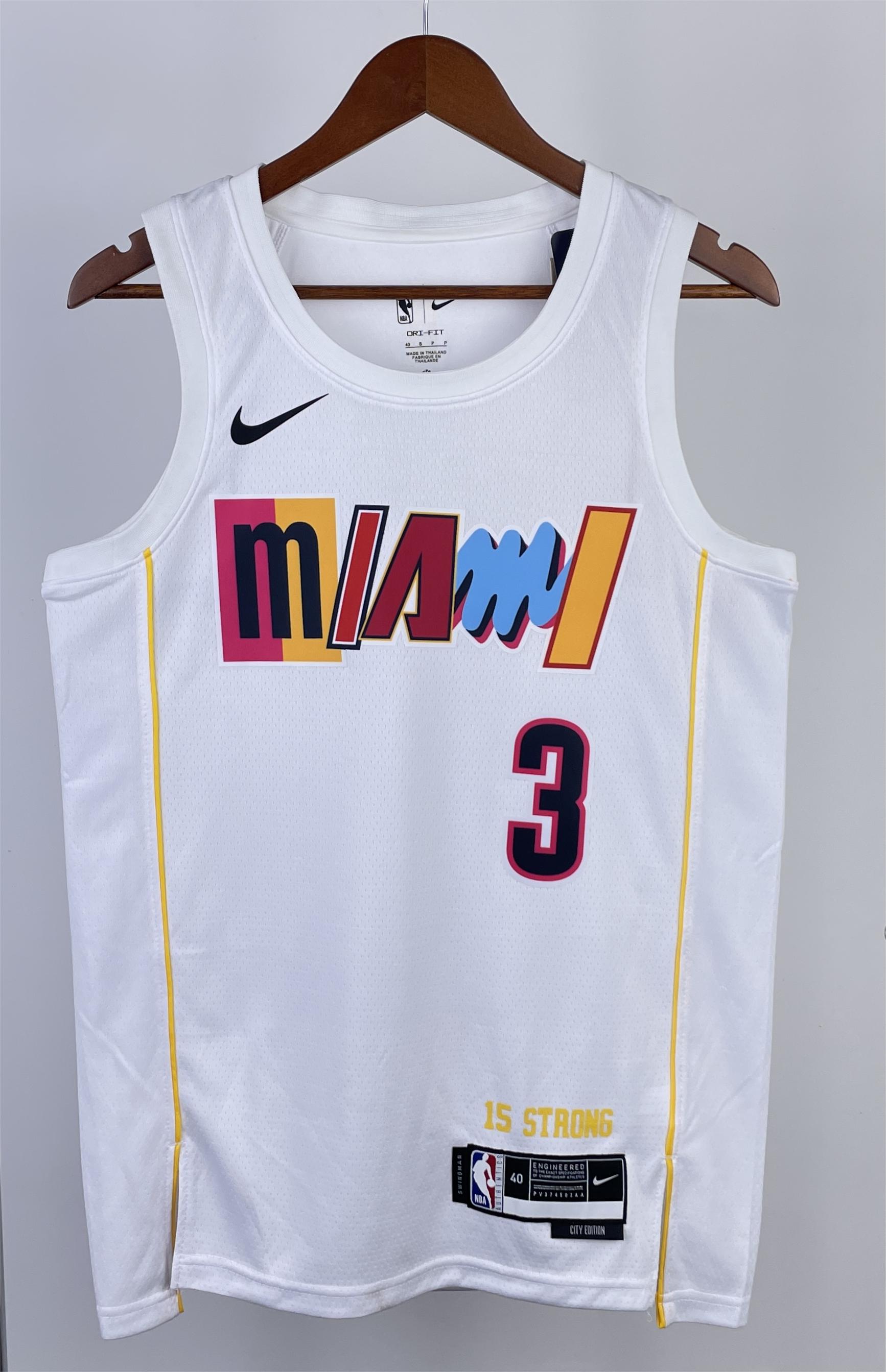 NBA Men Season 2023 Miami Heat White #3 WADE Jersey High Quality Name and Number Print - leoleo123123