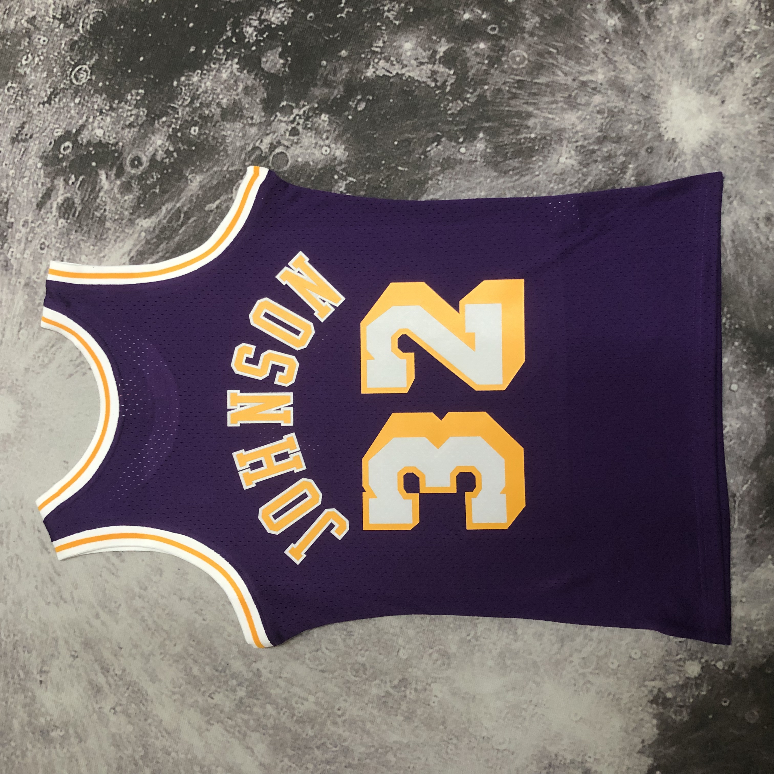 NBA Men Season 84-85 Los Angeles Lakers Purple #32 JOHNSON Jersey High Quality Name and Number Print - leoleo123123