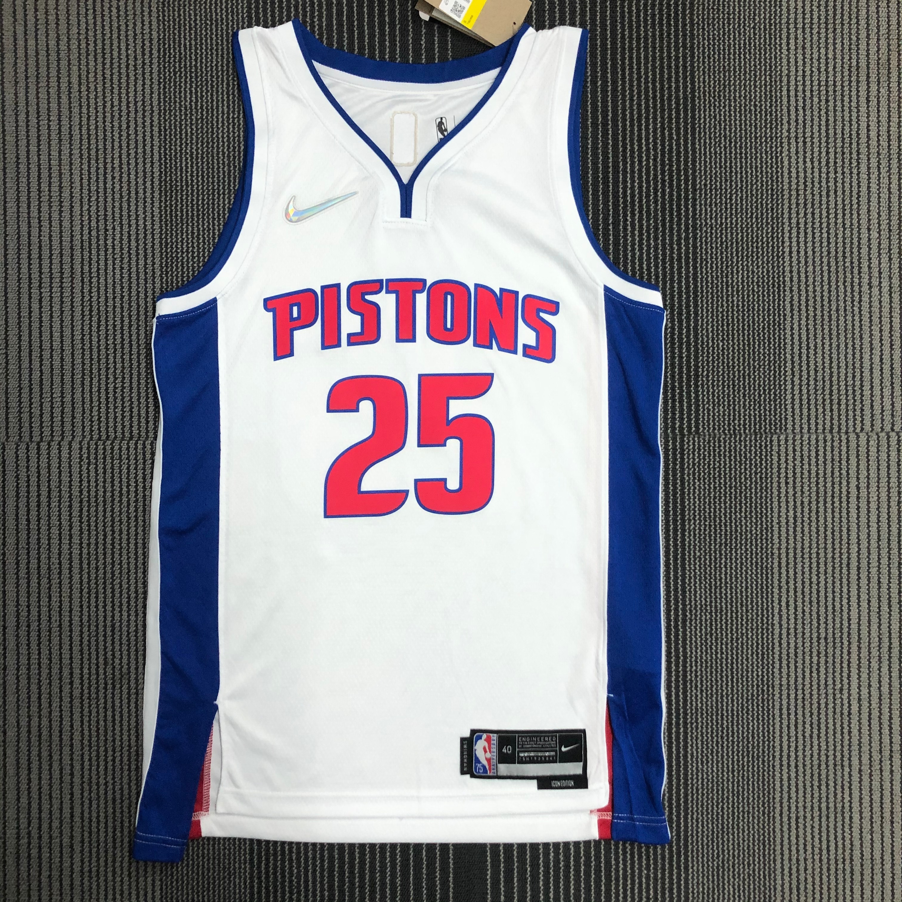 NBA 75th Anniversary Detroit Pistons White #25 ROSE Jersey High Quality Name and Number Print - leoleo123123