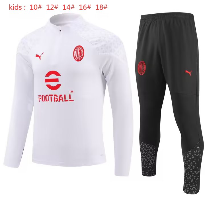 23/24 AC Kids White Sweater Tracksuit Thai Quality - leoleo123123