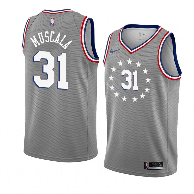 NBA Men Philadelphia 76ers Grey City #31 MUSCALA Jersey High Quality Name and Number Print - leoleo123123