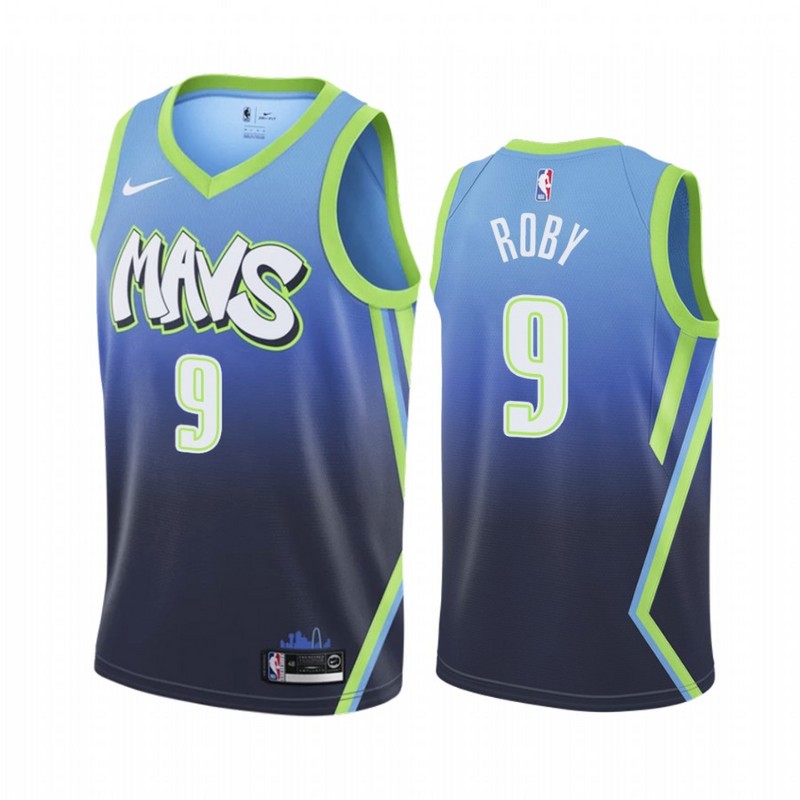 NBA Men Dallas Mavericks Gradient Blue #9 ROBY Jersey High Quality Name and Number Print - leoleo123123