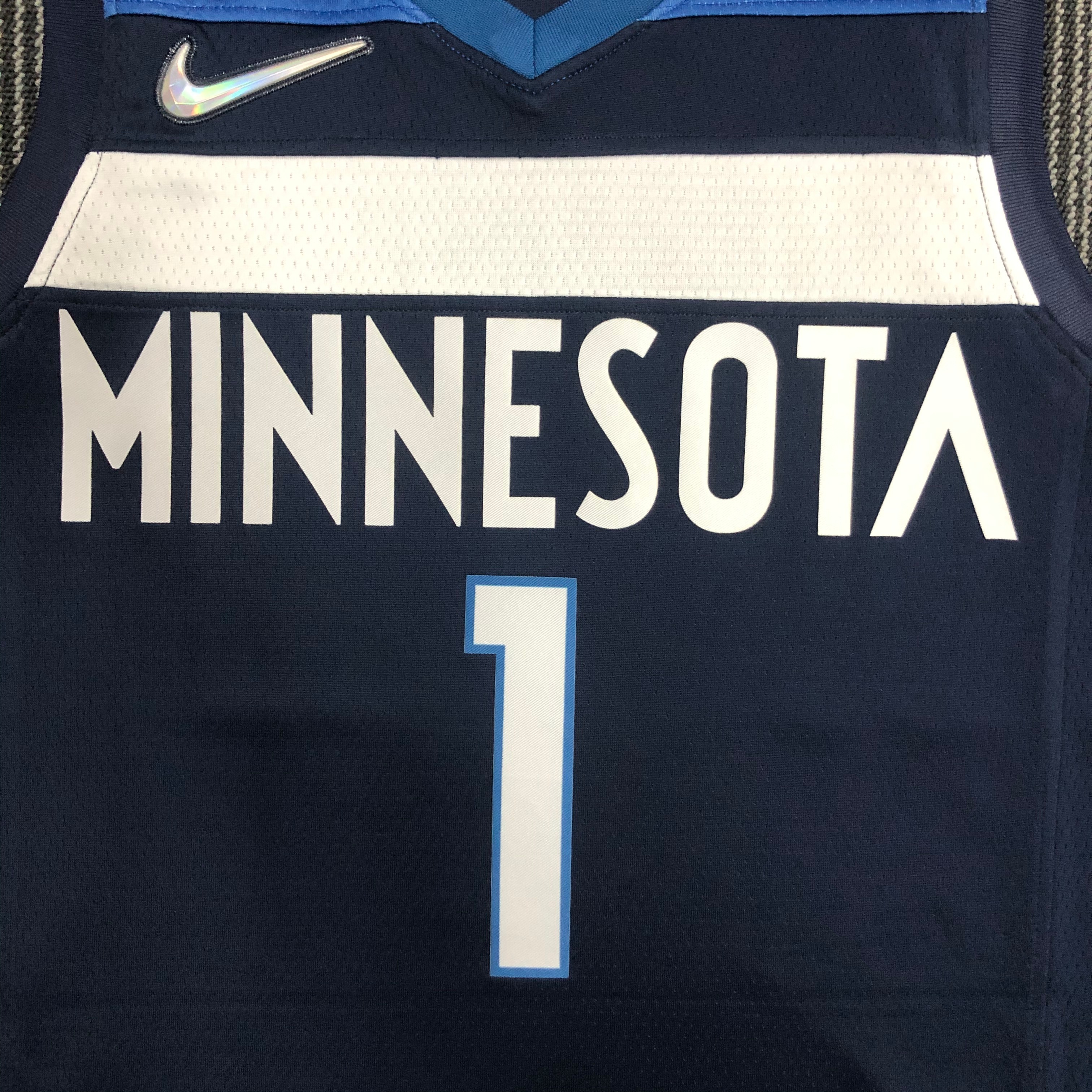 NBA Men 75th Anniversary Minnesota Timberwolves Dark Blue #1 EDWARDS Jersey High Quality Name and Number Print - leoleo123123