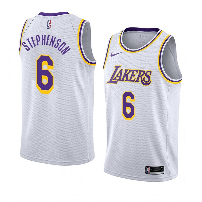 NBA Men Los Angeles Lakers #6 STEPHENSON Retro White Round Neck Jersey High Quality Name and Number Print - leoleo123123