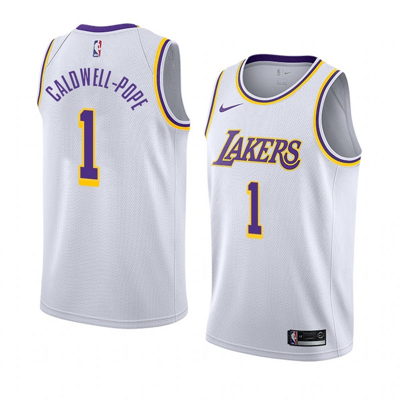 NBA Men Los Angeles Lakers #1 CALD WELL-POPE Retro White Round Neck Jersey High Quality Name and Number Print - leoleo123123