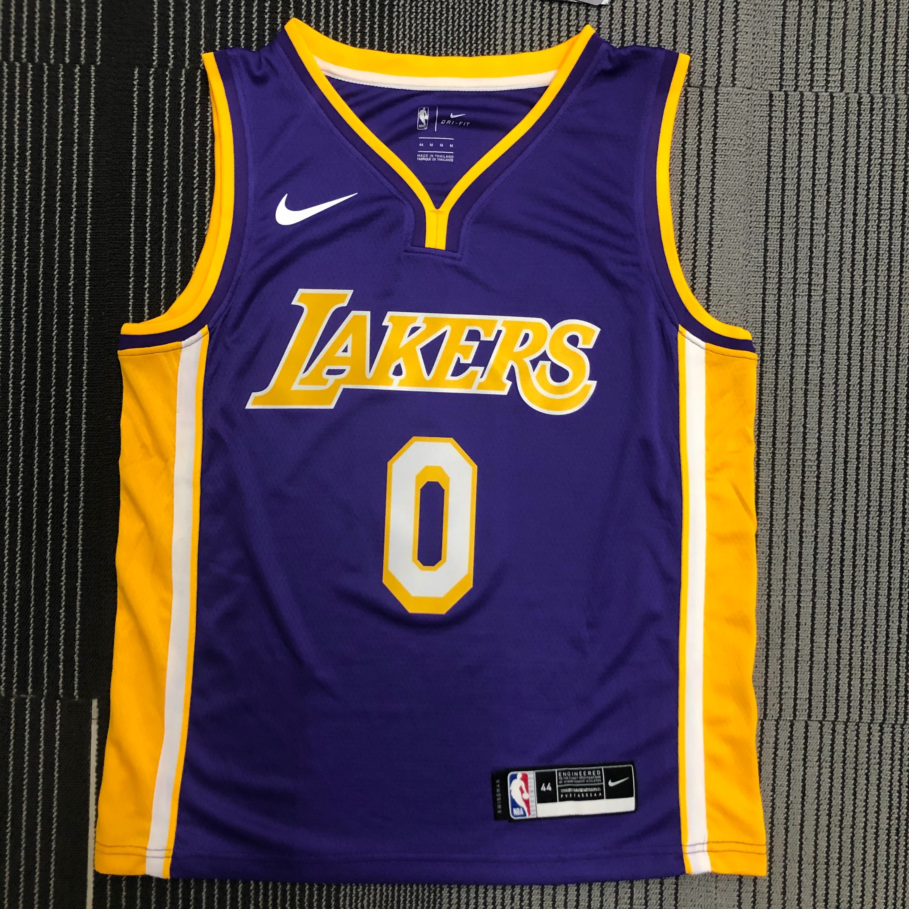 NBA Men Los Angeles Lakers Purple #0 WESTBROOK V-neck Jersey High Quality Name and Number Print - leoleo123123