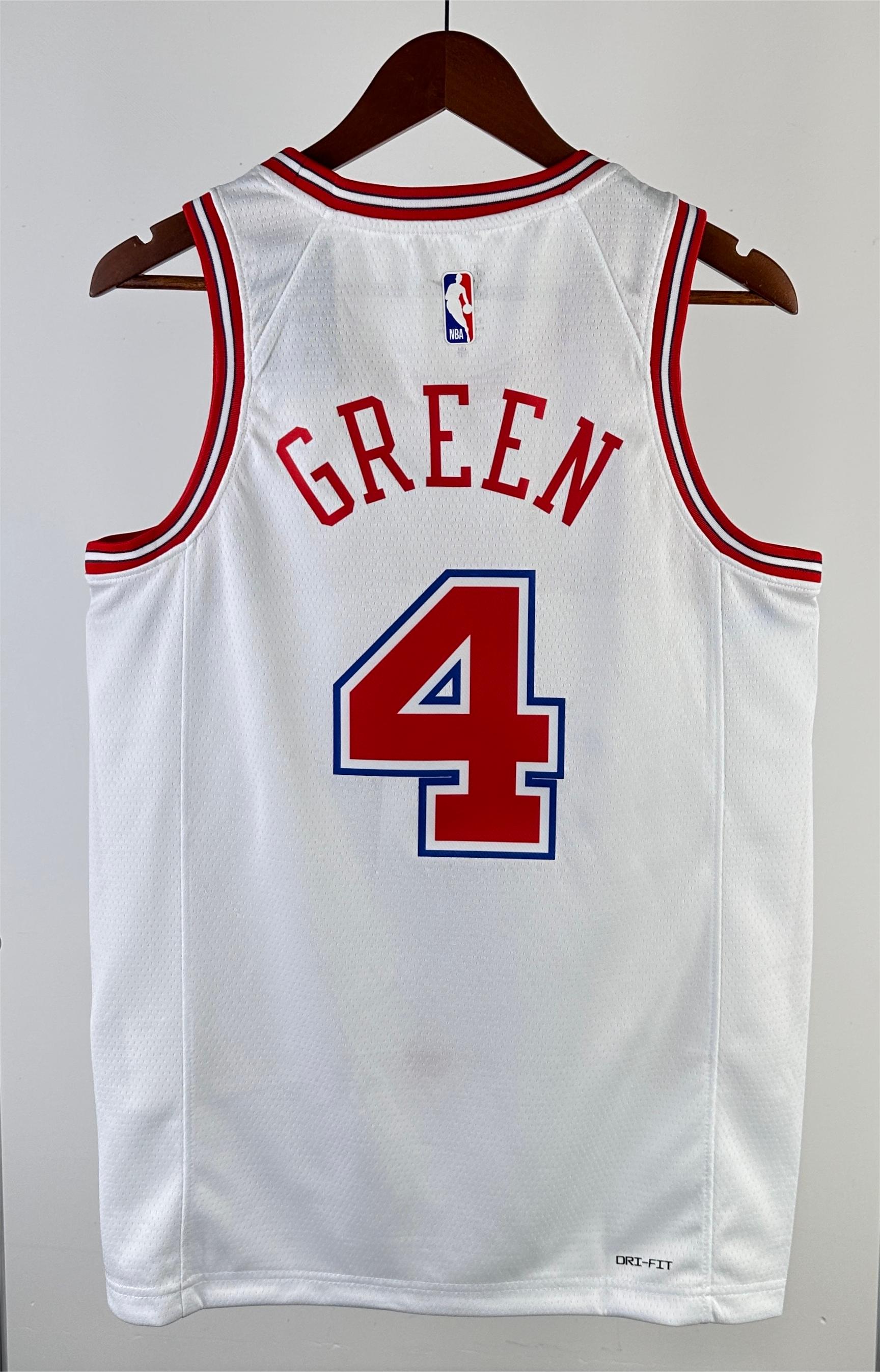 NBA Men Season 2024 Houston Rockets White City Edition #4 GREEN Jersey High Quality Name and Number Print - leoleo123123