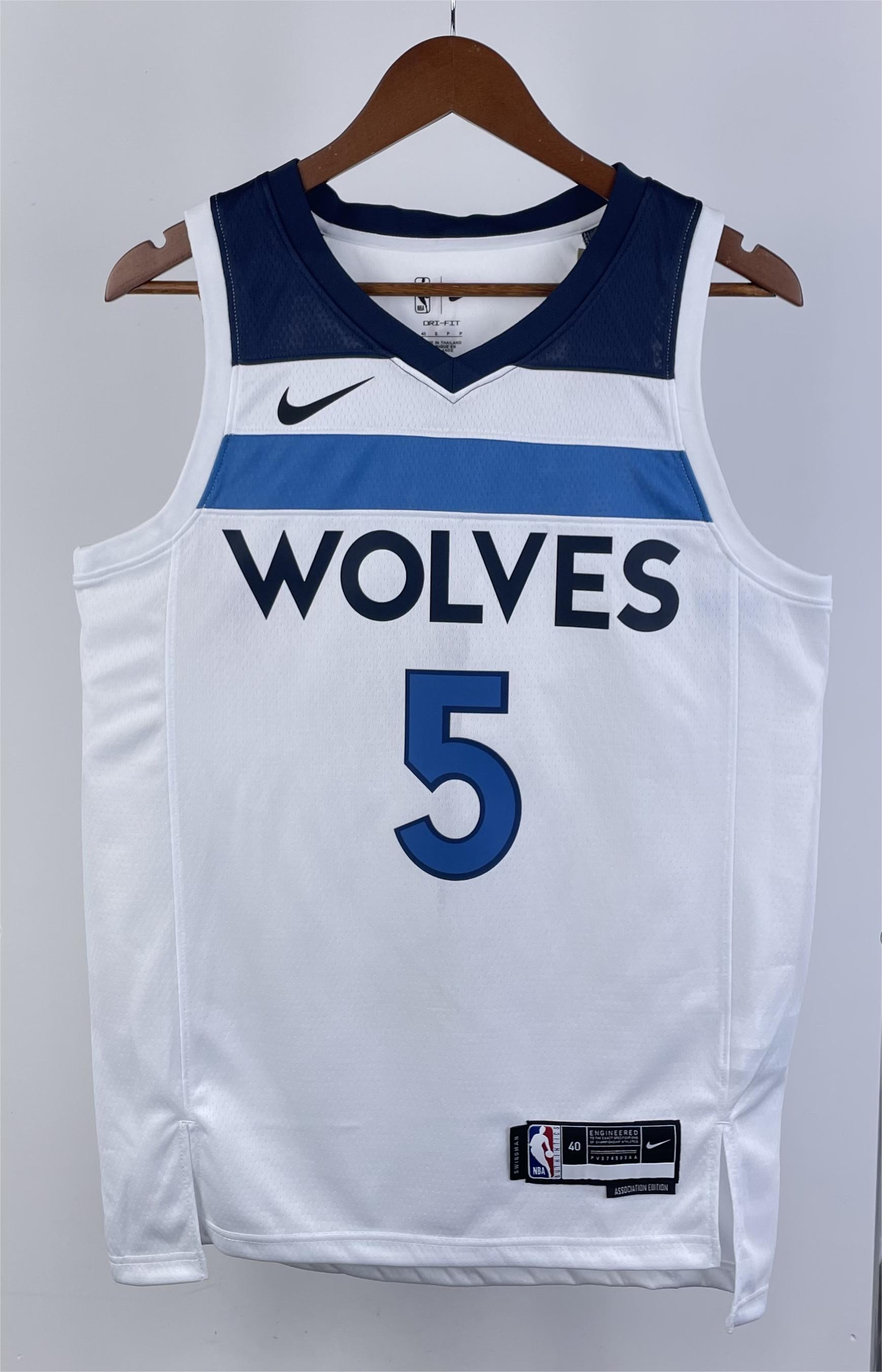NBA Men 2023 Minnesota Timberwolves White #5 EDWARDS Jersey High Quality Name and Number Print - leoleo123123