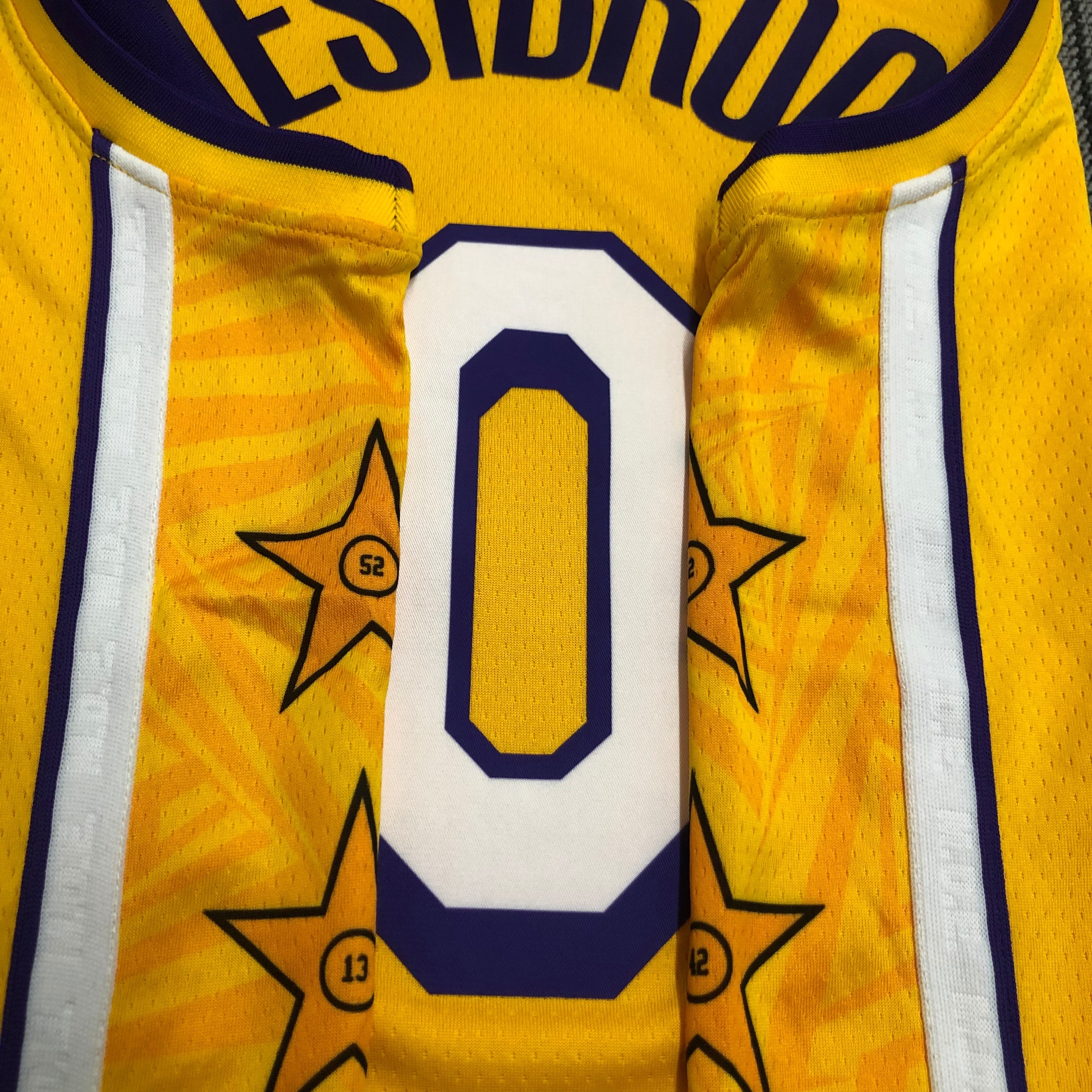 NBA Los Angeles Lakers 19-20 New Yellow #0 WESTBROOK Jersey High Quality Name and Number Print - leoleo123123