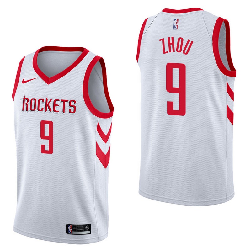 NBA Men Houston Rockets White #9 ZHOU Jersey High Quality Name and Number Print - leoleo123123