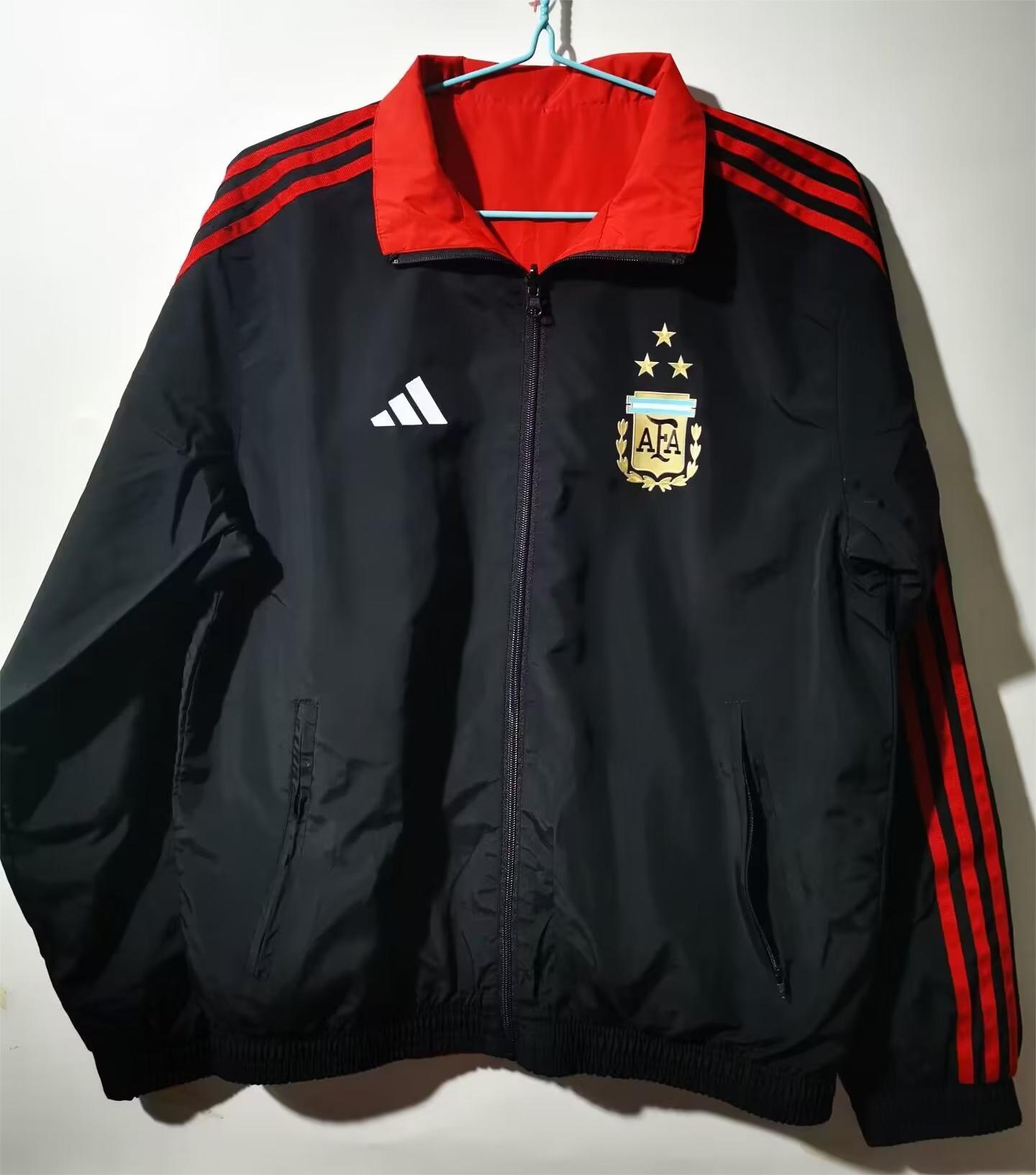 22/23 Argentina Windbreaker Jacket 3 Stars Black and Red Thai Quality - leoleo123123