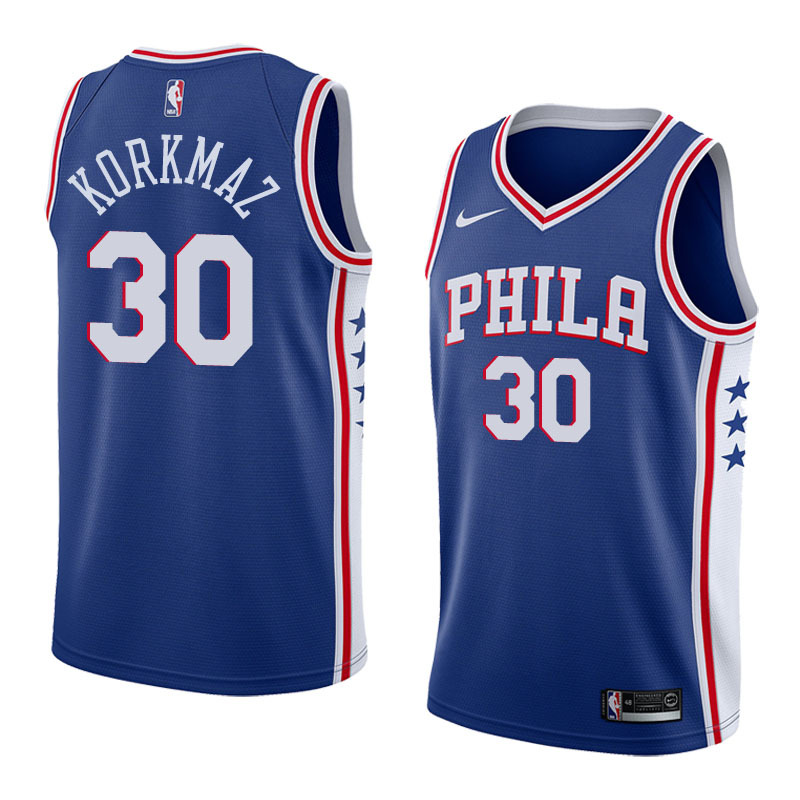 NBA Men Philadelphia 76ers Blue #30 KORKMAZ Jersey High Quality Name and Number Print - leoleo123123