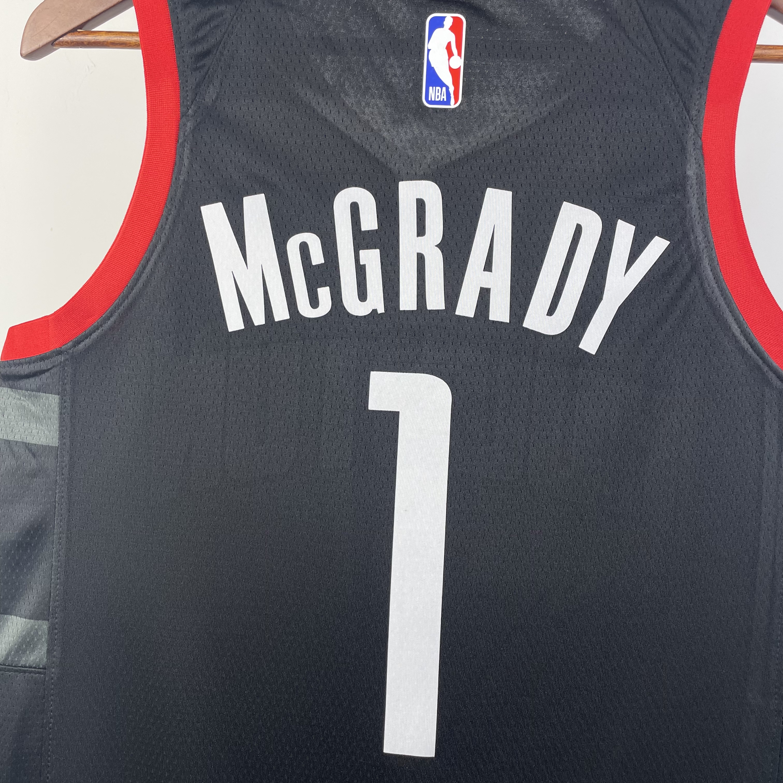 NBA Men 2024 Houston Rockets Black #1 MCGRADY Classics Swingman Jersey - leoleo123123