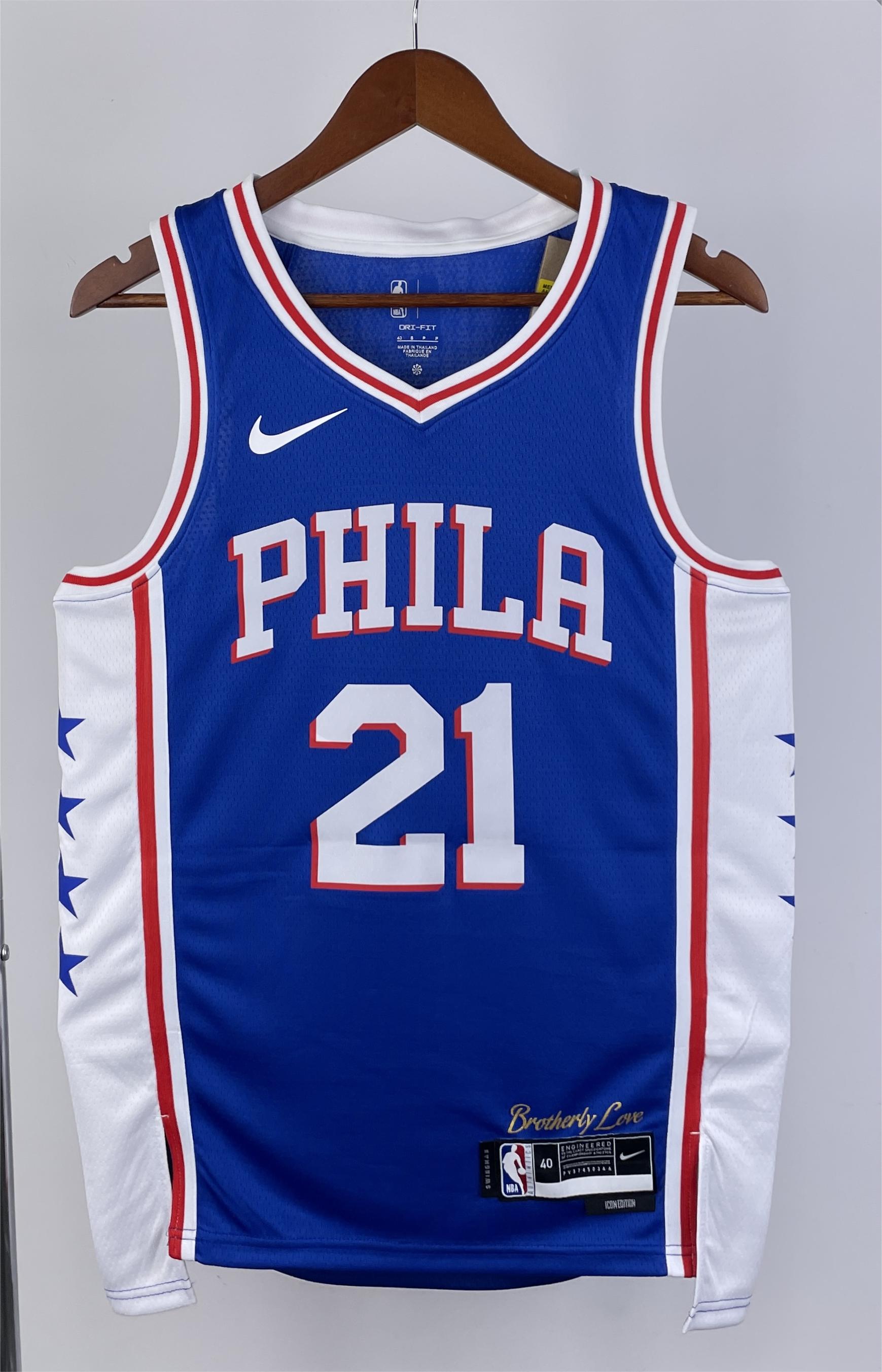 NBA Men 2023 Philadelphia 76ers Blue #21 EMBIID Swingman Jersey - leoleo123123