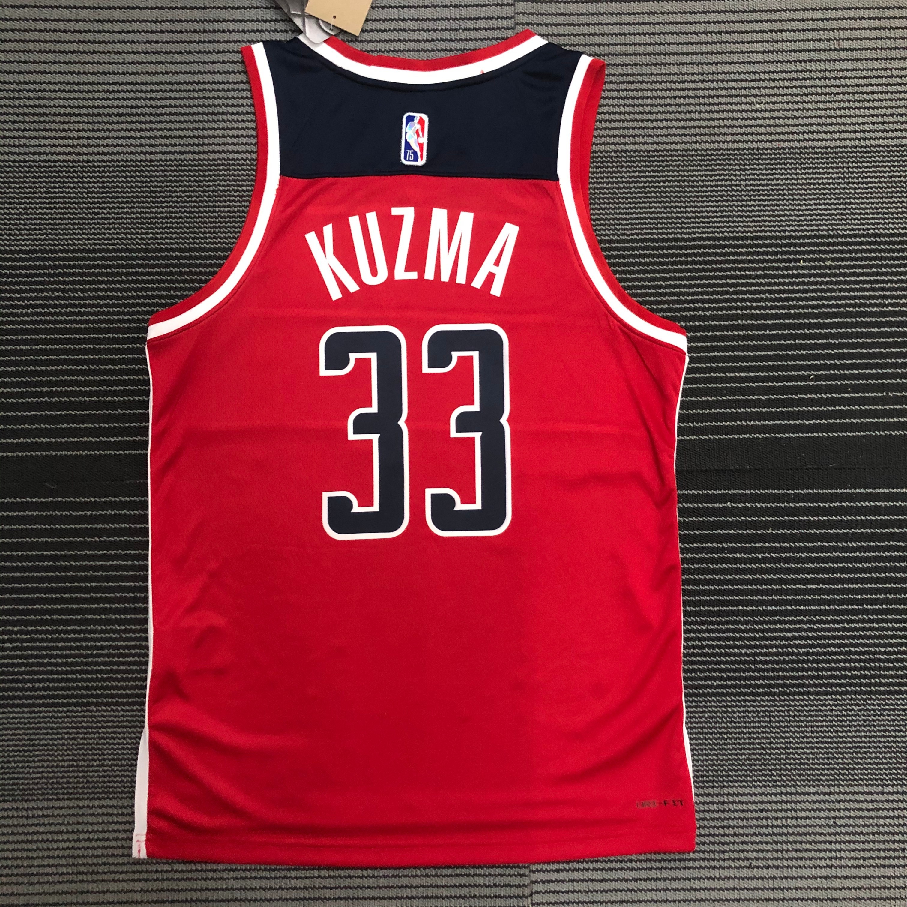 NBA 75th Anniversary Men Washington Wizards Red #33 KUZMA Jersey High Quality Name and Number Print - leoleo123123