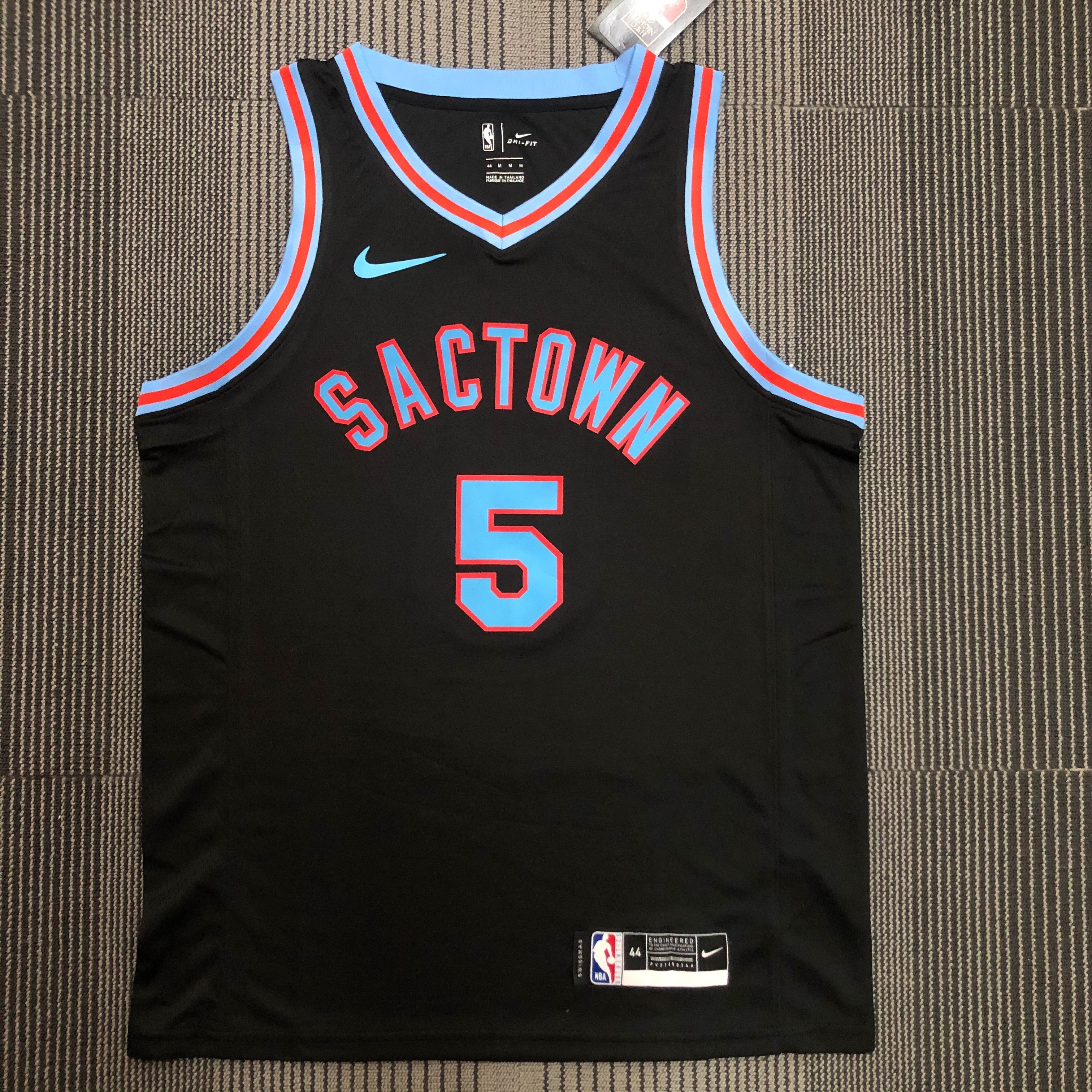 NBA Season 2021 Sacramento Kings Black #5 FOX Jersey High Quality Name and Number Print - leoleo123123
