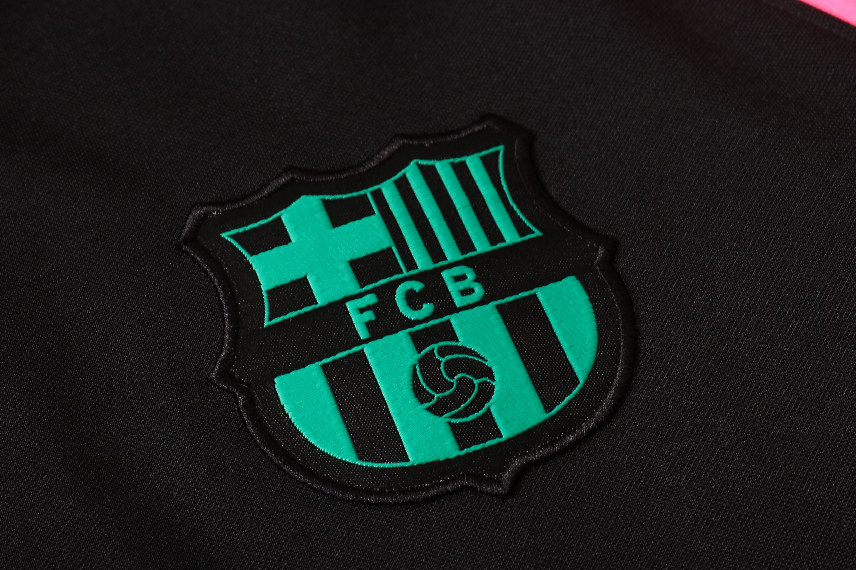 20-21 Barcelona Black with Pink & Green Sleeves Jacket Tracksuit Thai Quality - leoleo123123