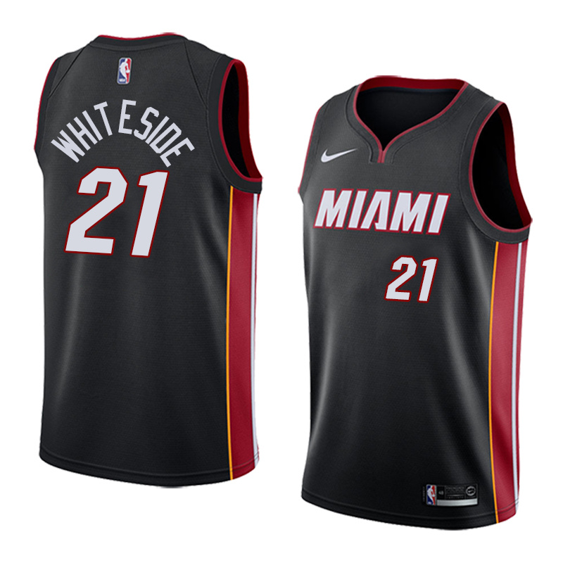 NBA Men Miami Heat Black #21 WHITESIDE Jersey High Quality Name and Number Print - leoleo123123