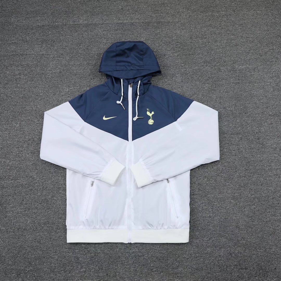 21-22 Tottenham White with Dark Blue Cap Windbreaker Jacket Thai Quality - leoleo123123