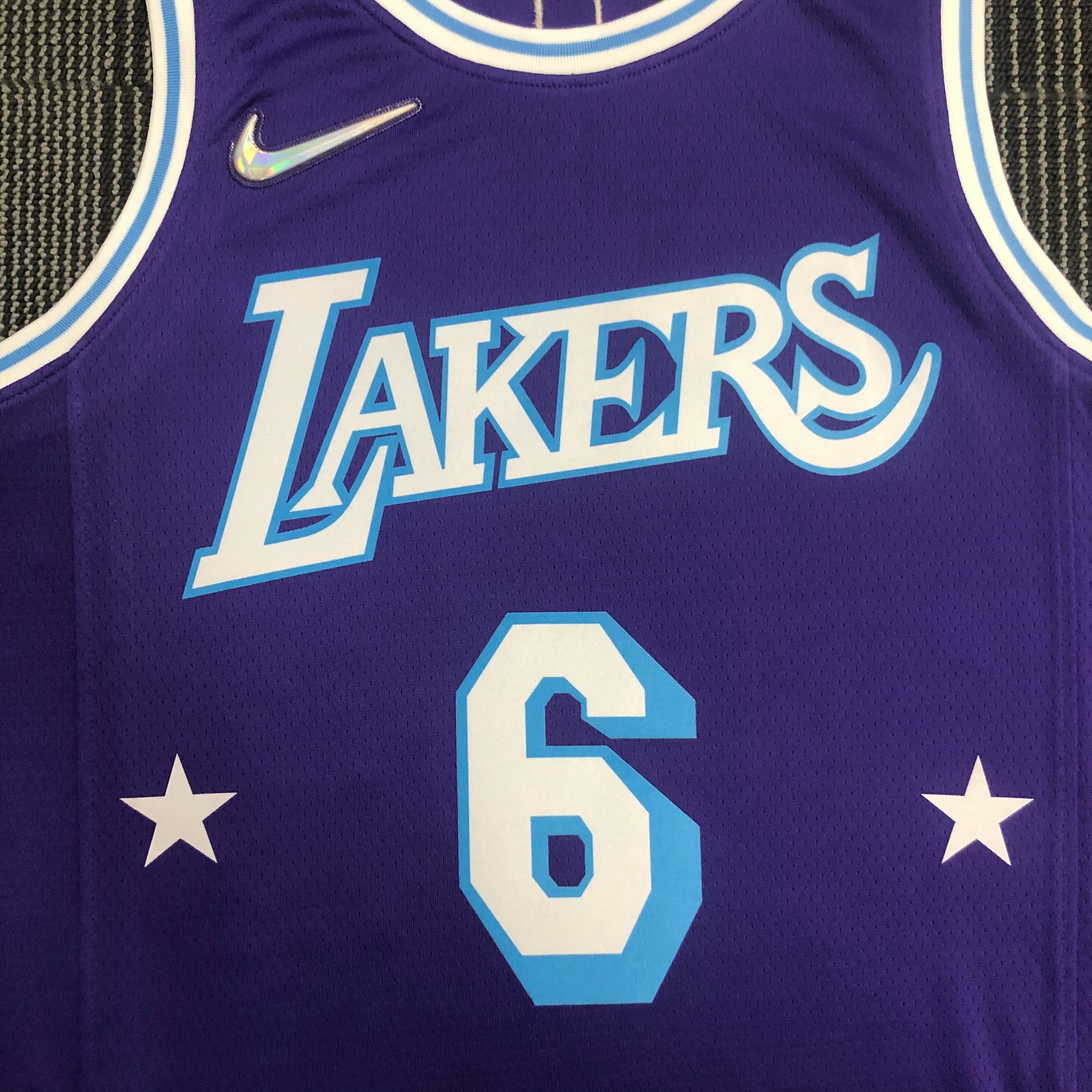 NBA Season 2022 75th Anniversary Los Angeles Lakers Purple Round Neck #6 JAMES Jersey High Quality Name and Number Print - leoleo123123