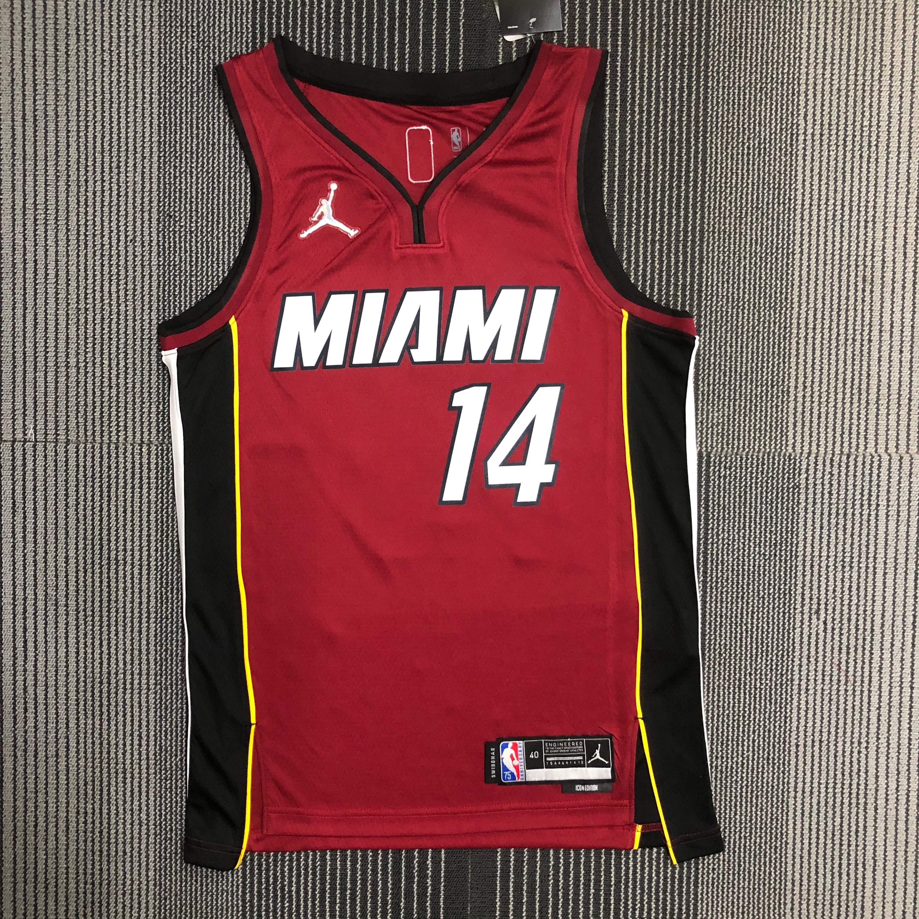 NBA Men 75th Anniversary Miami Heat Red #14 HERRO Jersey High Quality Name and Number Print - leoleo123123