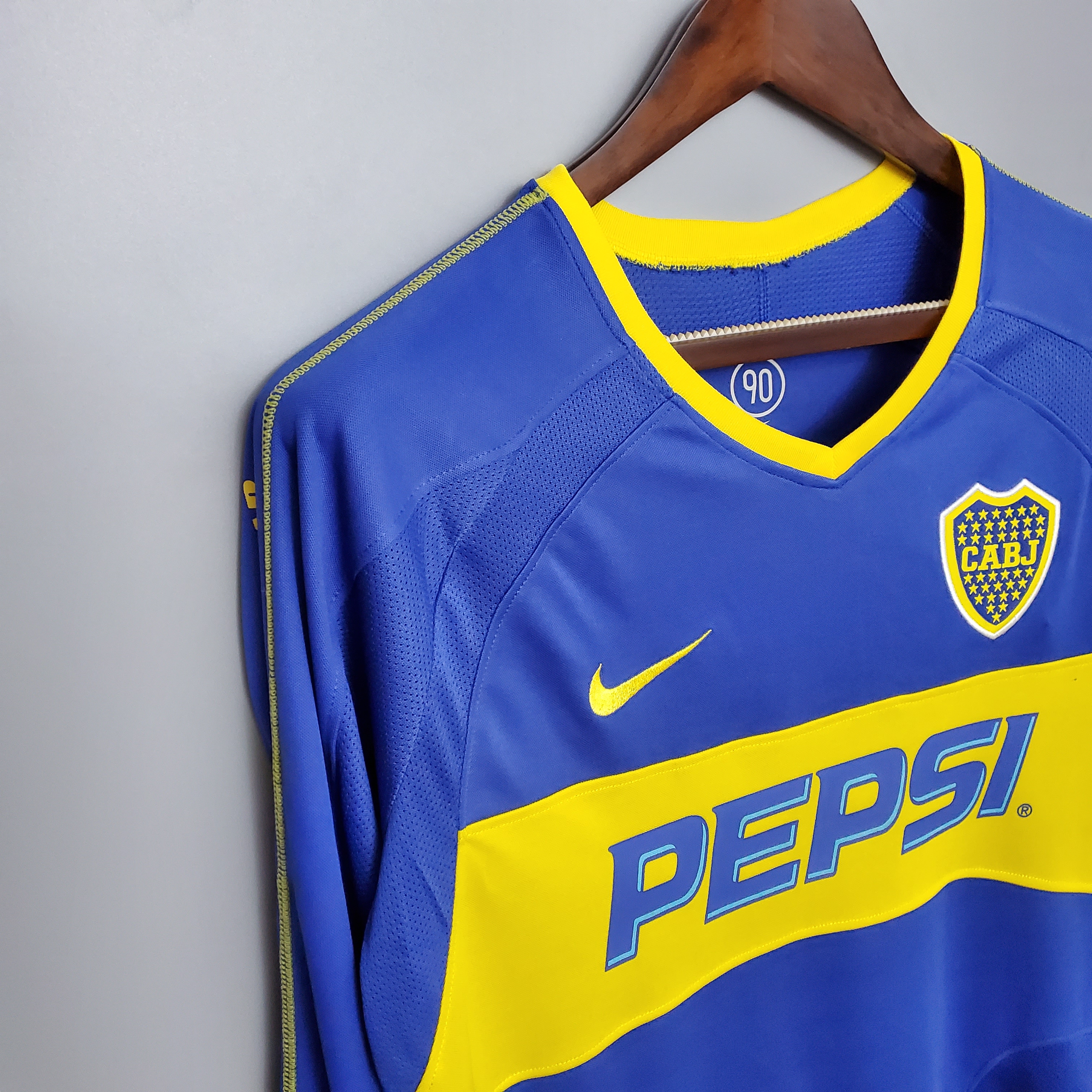 03/04 Boca Home Retro Soccer Jersey Long Sleeve Thai Quality - leoleo123123