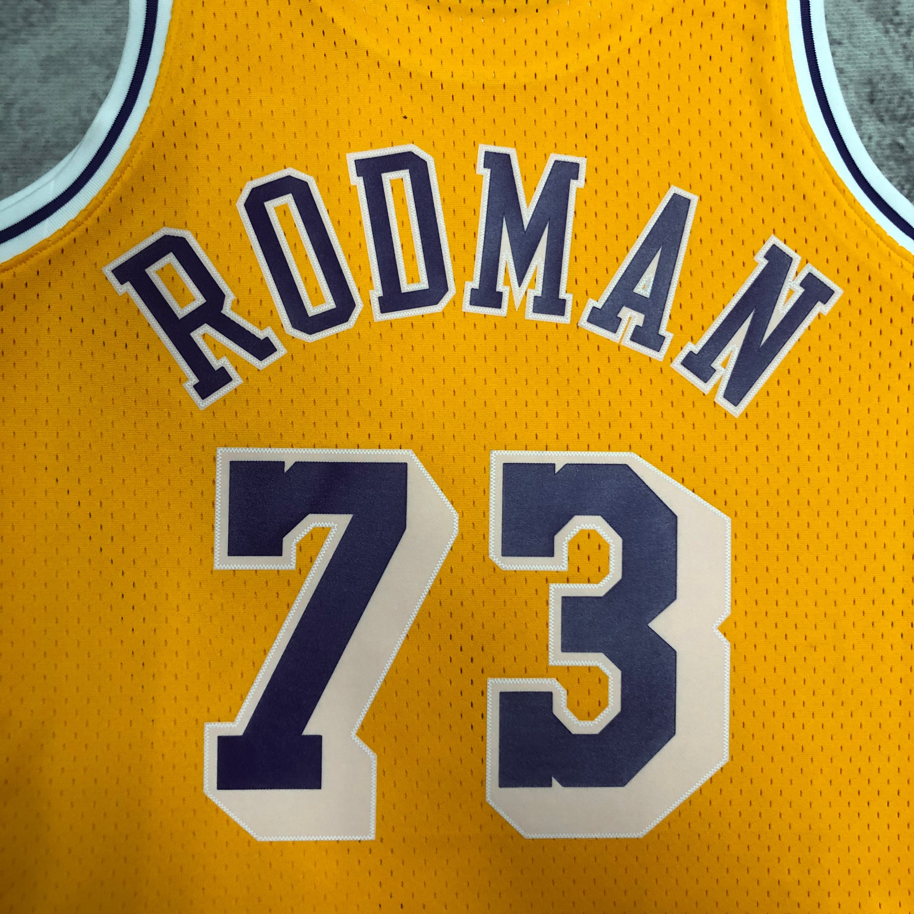 NBA Men Season 98-99 Los Angeles Lakers Yellow #73 RODMAN Jersey High Quality Name and Number Print - leoleo123123