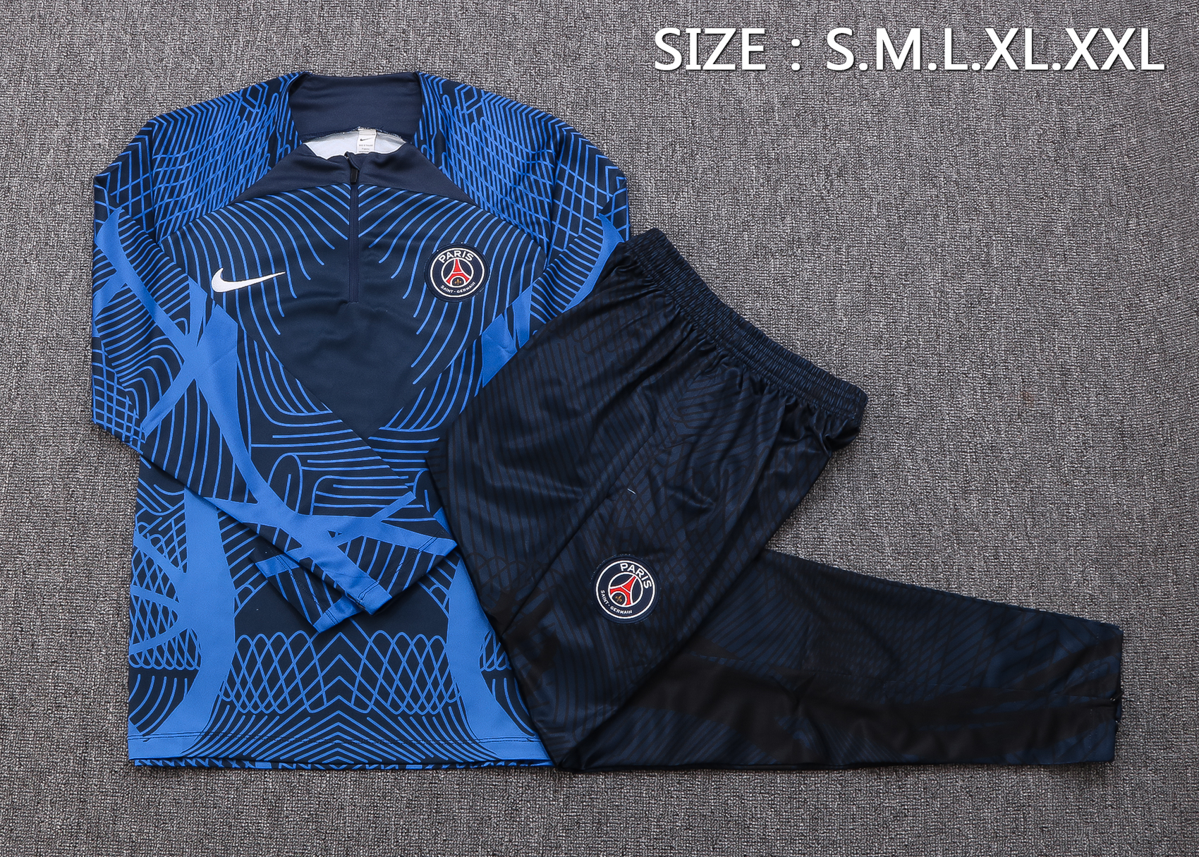 22/23 PSG Blue Sweater Tracksuit with Ink-jet Printing Thai Quality - leoleo123123