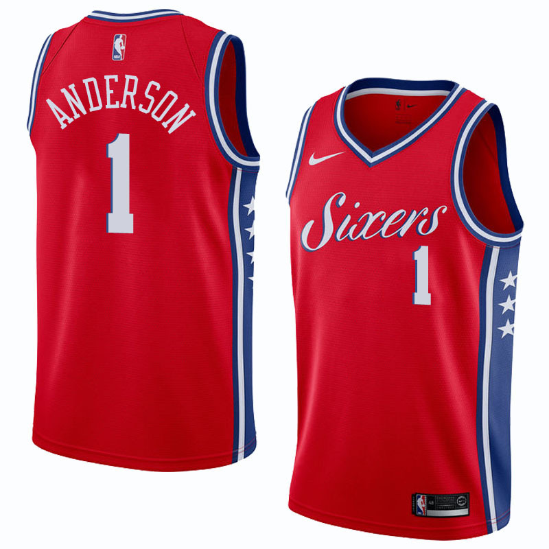 NBA Men Philadelphia 76ers Red #1 ANDERSON Jersey High Quality Name and Number Print - leoleo123123