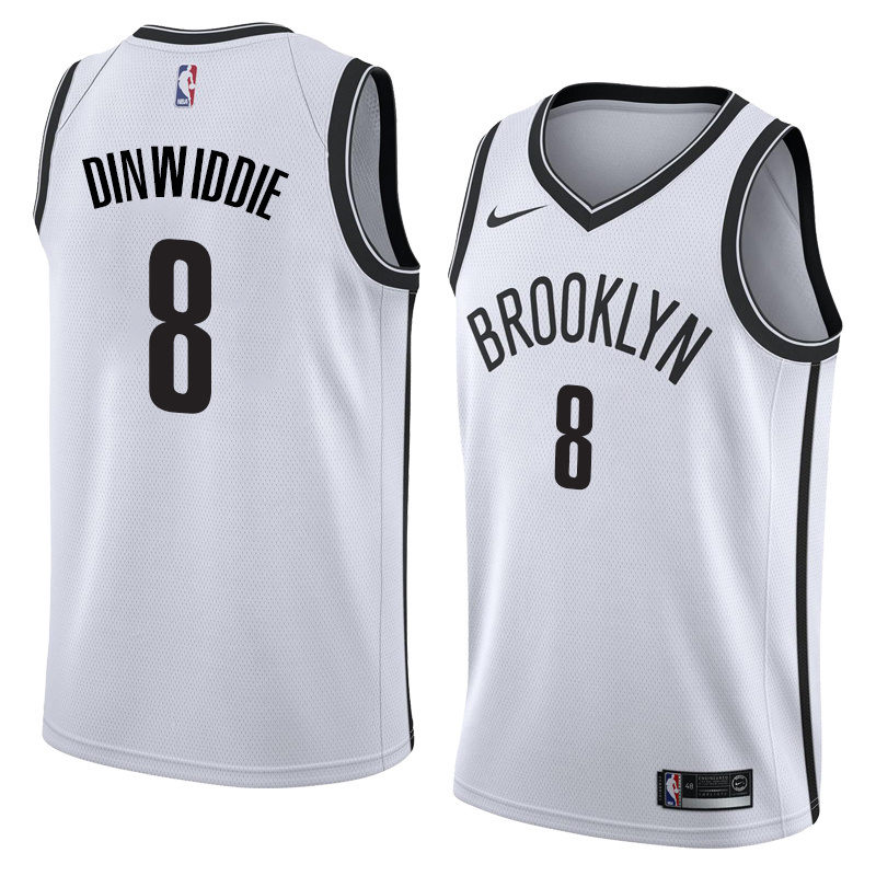 NBA Men New Brooklyn Nets White #8 DINWIDDIE Jersey High Quality Name and Number Print - leoleo123123