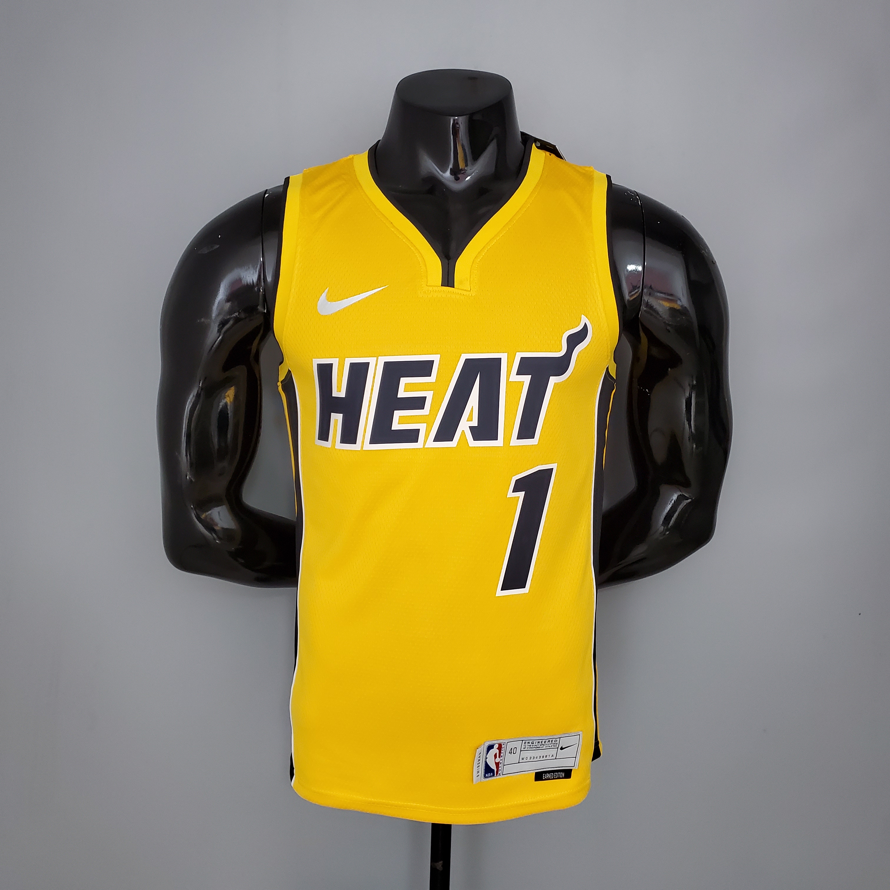NBA Men Season 2021 Miami Heat Yellow Award Version #1 BOSH Jersey High Quality Name and Number Print - leoleo123123
