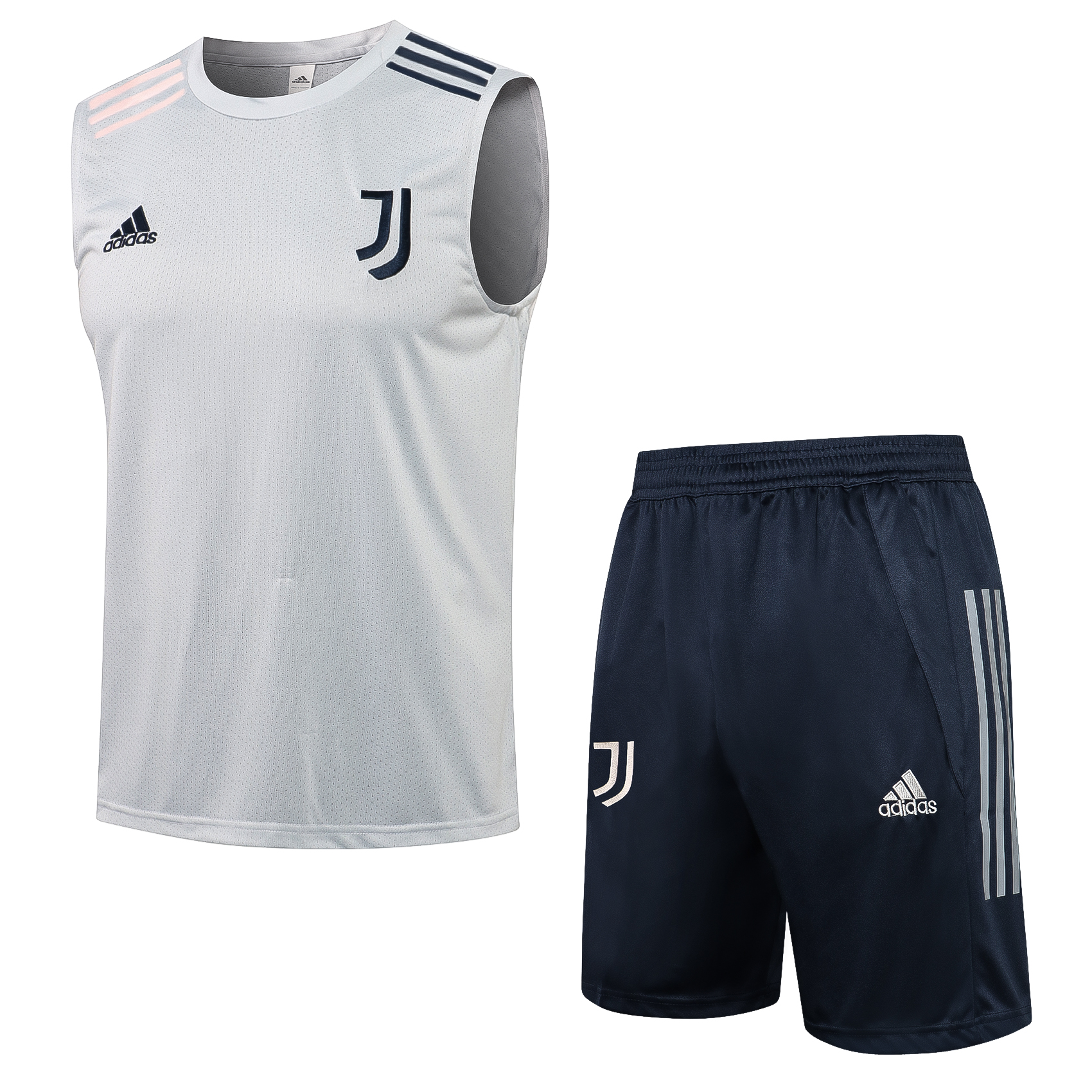 21/22 Juventus Light Grey Vest Training Set--Vest and Short Pant Training Tracksuit - leoleo123123