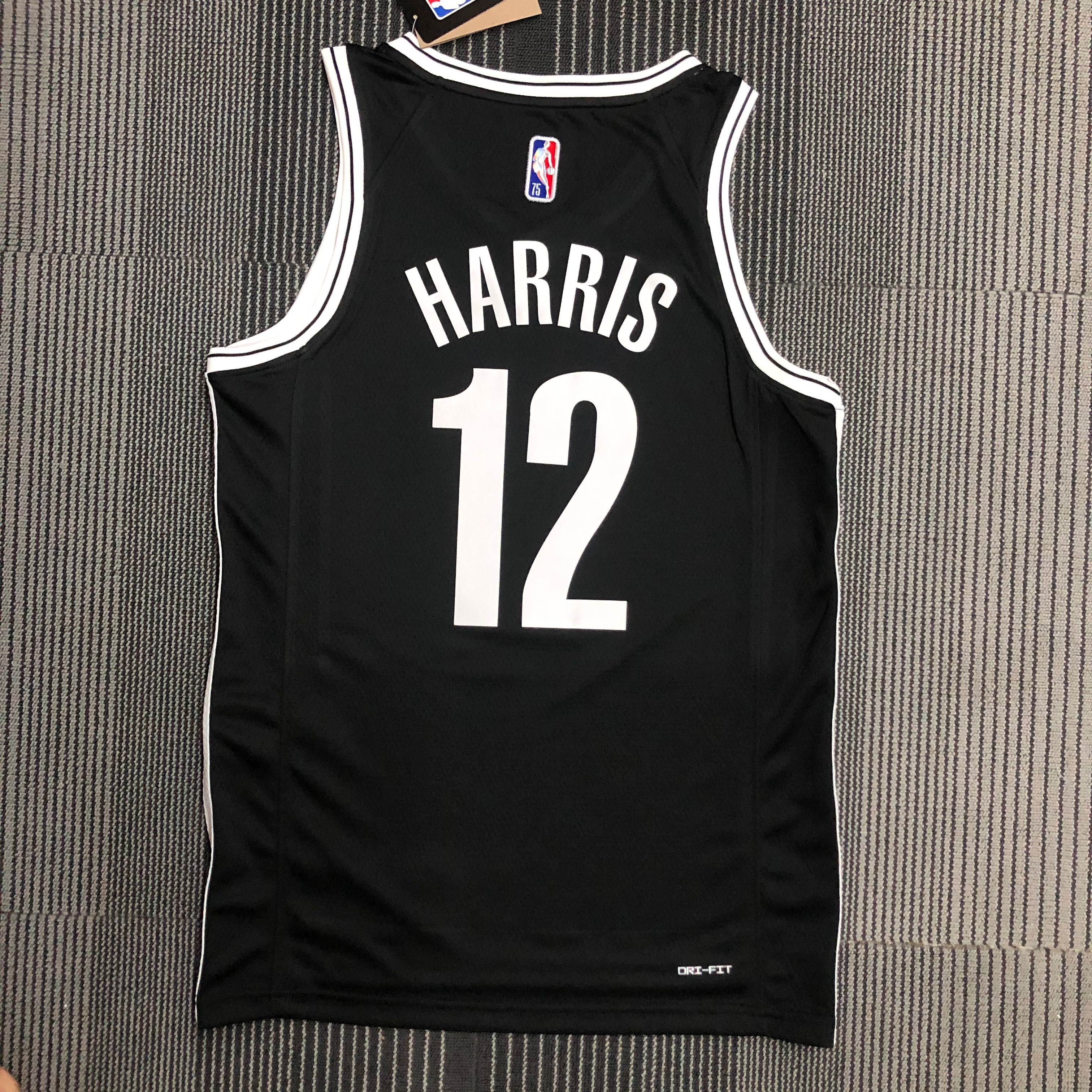 NBA Men 75th Anniversary Brooklyn Nets Black #12 HARRIS Jersey High Quality Name and Number Print - leoleo123123